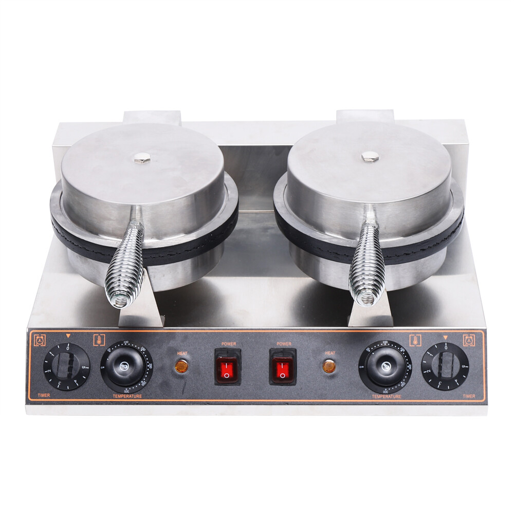 Commercial Waffle Cone Maker Nonstick Ice Cream Cone Electric Double Egg Roll US