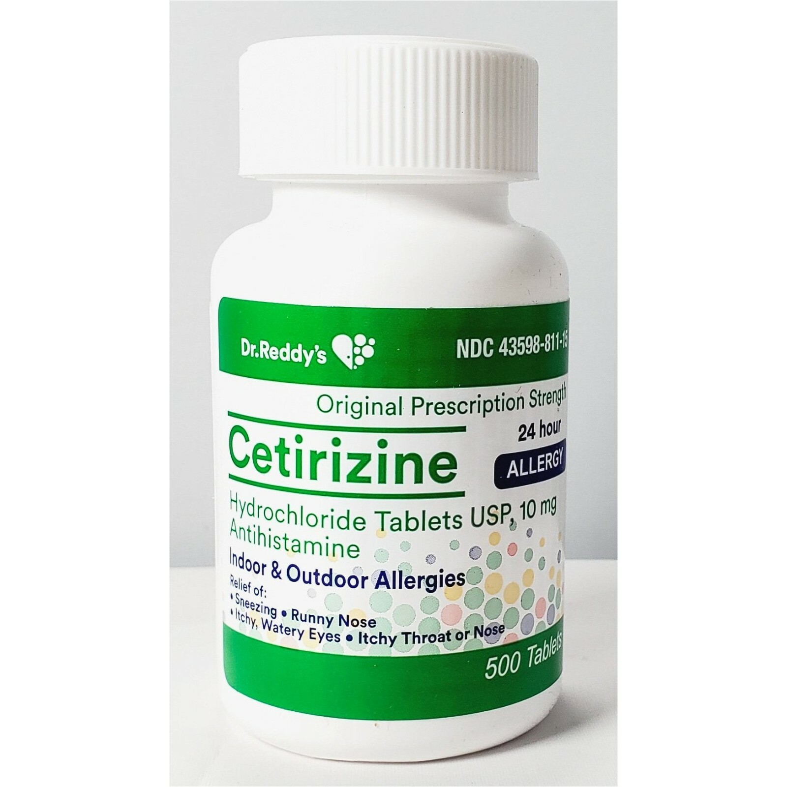Dr Reddys Cetirizine Hydrochloride Antihistamine 10mg Tablets 500ct -Exp 04-2028