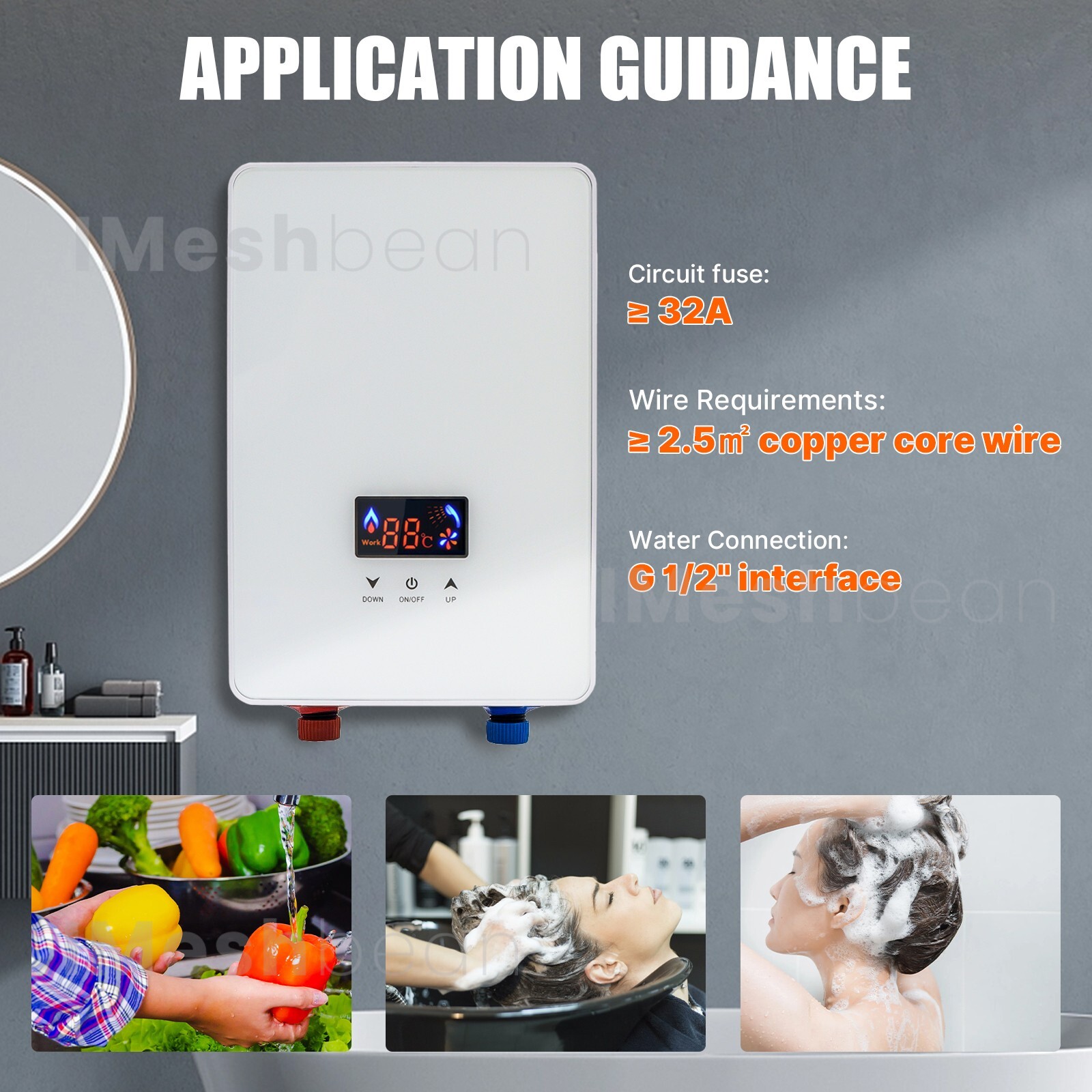 6500W Tankless Electric Hot Water Heater Instant Boiler On Demand Whole House