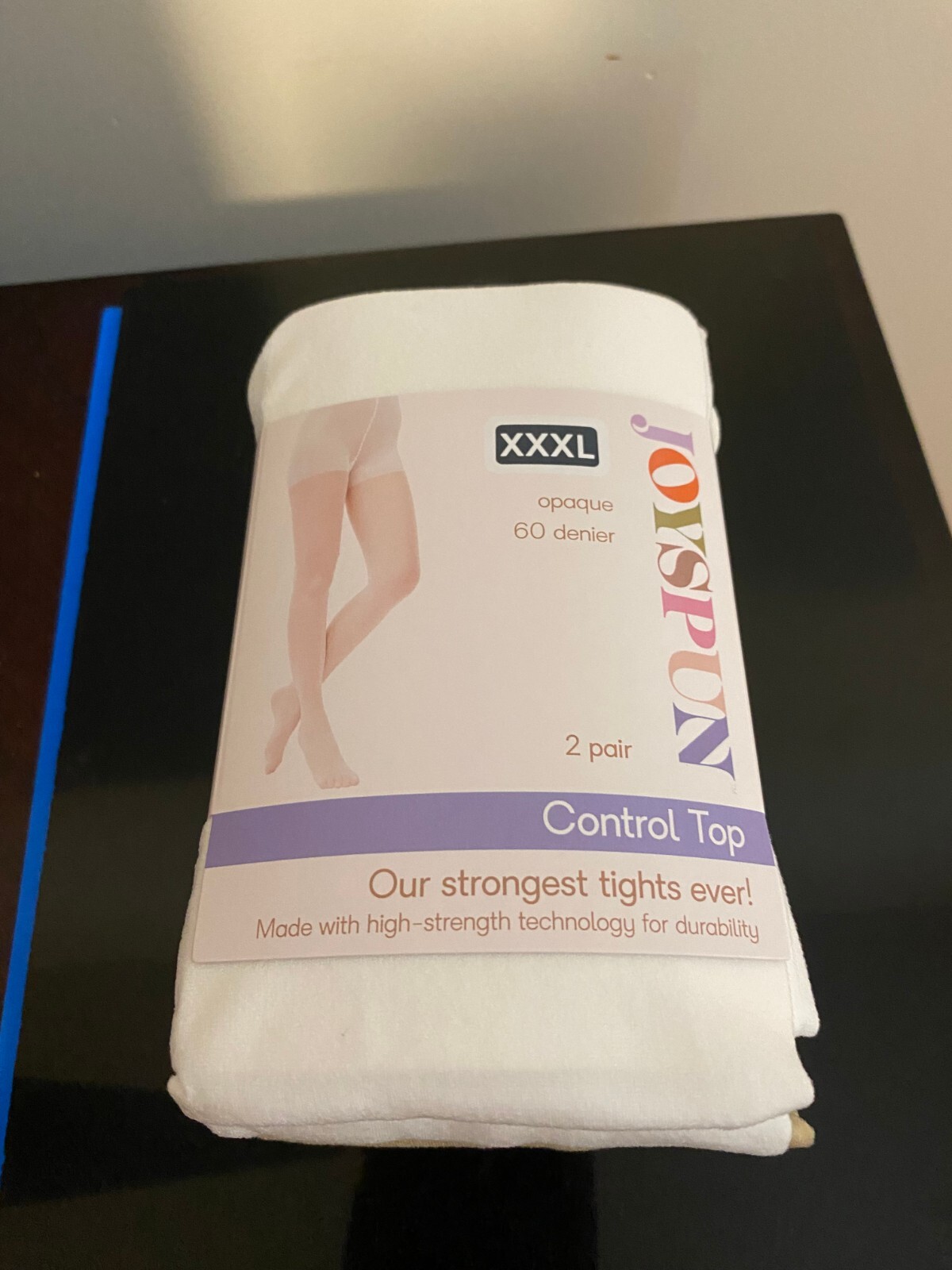 NEW WOMEN'S SIZE XXXL JOYSPUN 2 PACK WHITE /CHINO OPAQUE TIGHTS 60 DENIER