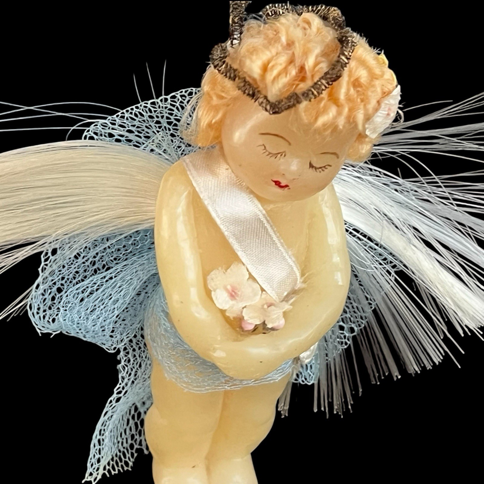 OOAK Wax Angel / Cherub Christmas Ornament Artist Gladys MacDowell RARE