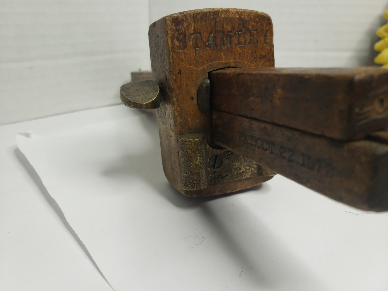 Antique Stanley Wooden Mortise Gauge Primitive Stem Beech