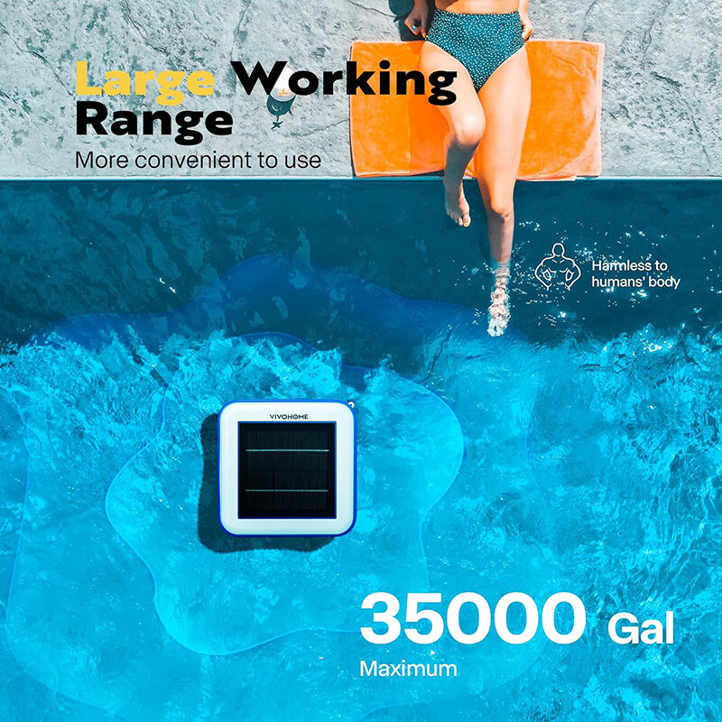 Solar powered Pool Ionizer Algae Killer Reduces Chlorine Covers Up to 35,000 Gal
