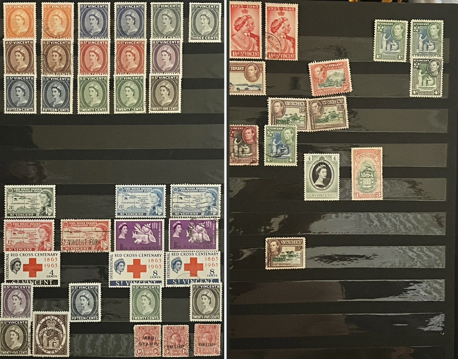 ST. VINCENT M&U STAMPS IN STOCK PAGE QUEEN ELIZABETH KING GEORGE 6 CORONATION