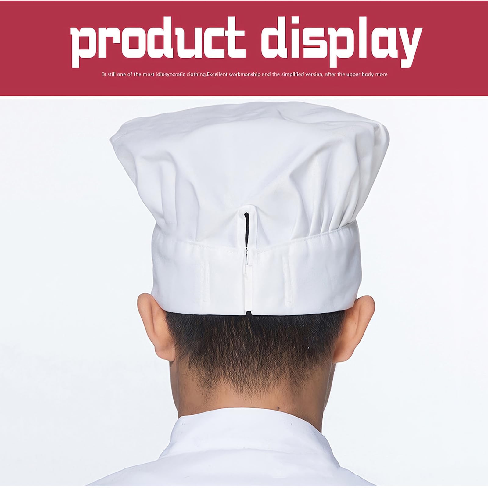 White Chef Hat Adjustable Cotton Chef Cap with Elastic Band