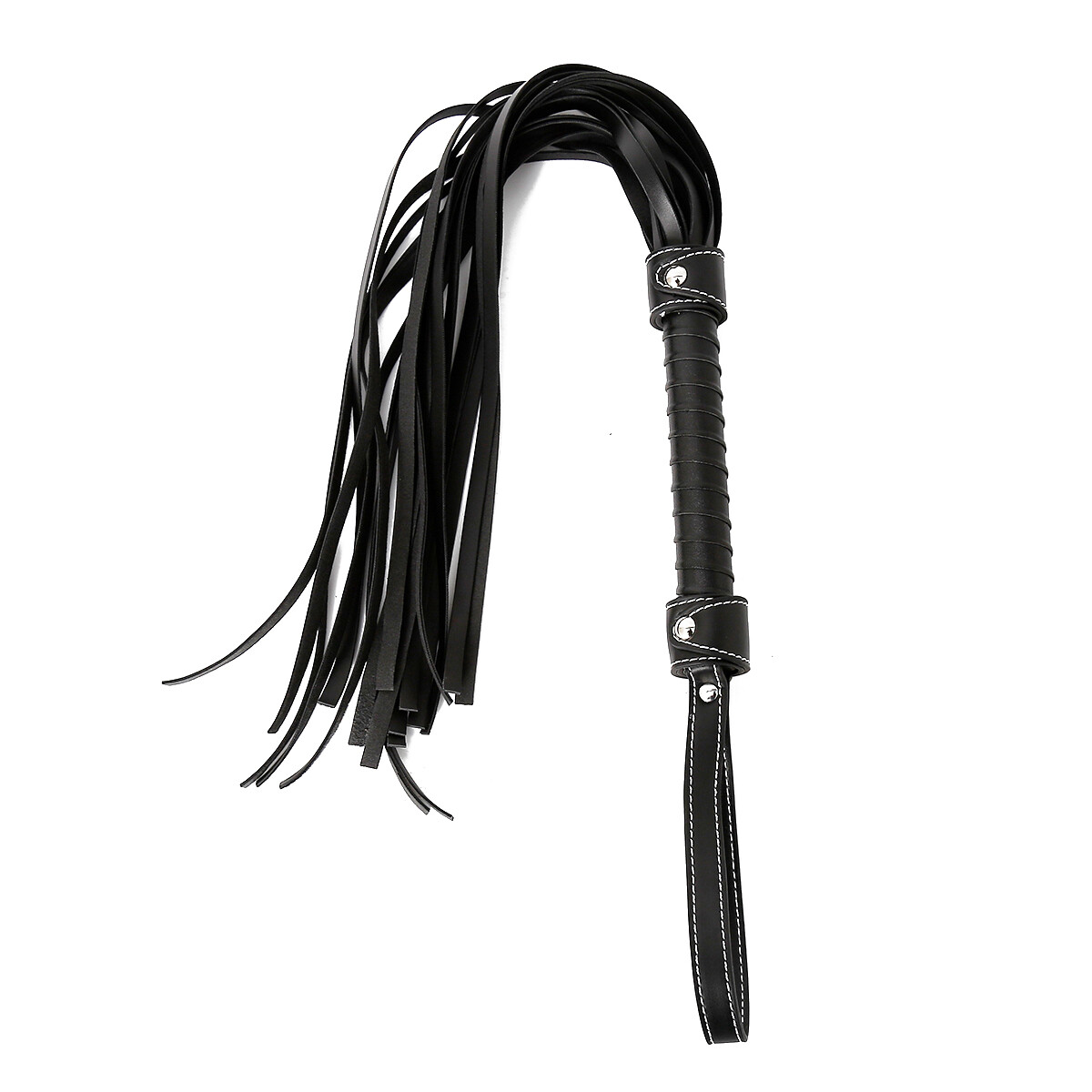 30'' PU Leather Riding Crop Flogger Whip Black Spanking Whip Portable Adult Game