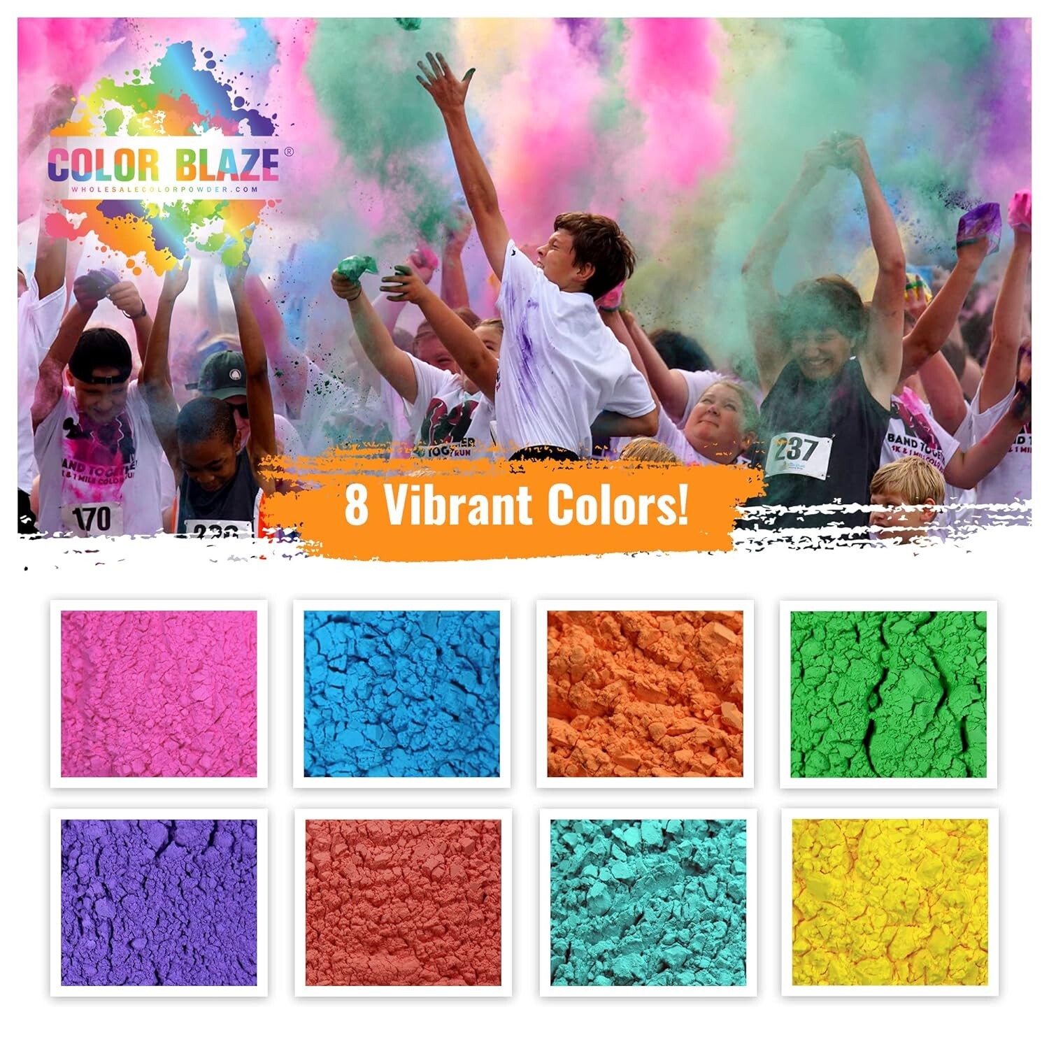 Color Blaze Color Powder Balls - 24 Prefilled Color Powder Mesh Balls - 8 Colors