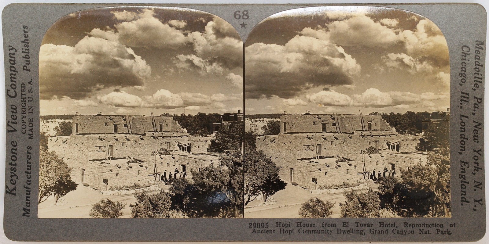 Keystone Stereoview of Hopi Dwellings, Grand Canyon From Scenic America Set #68