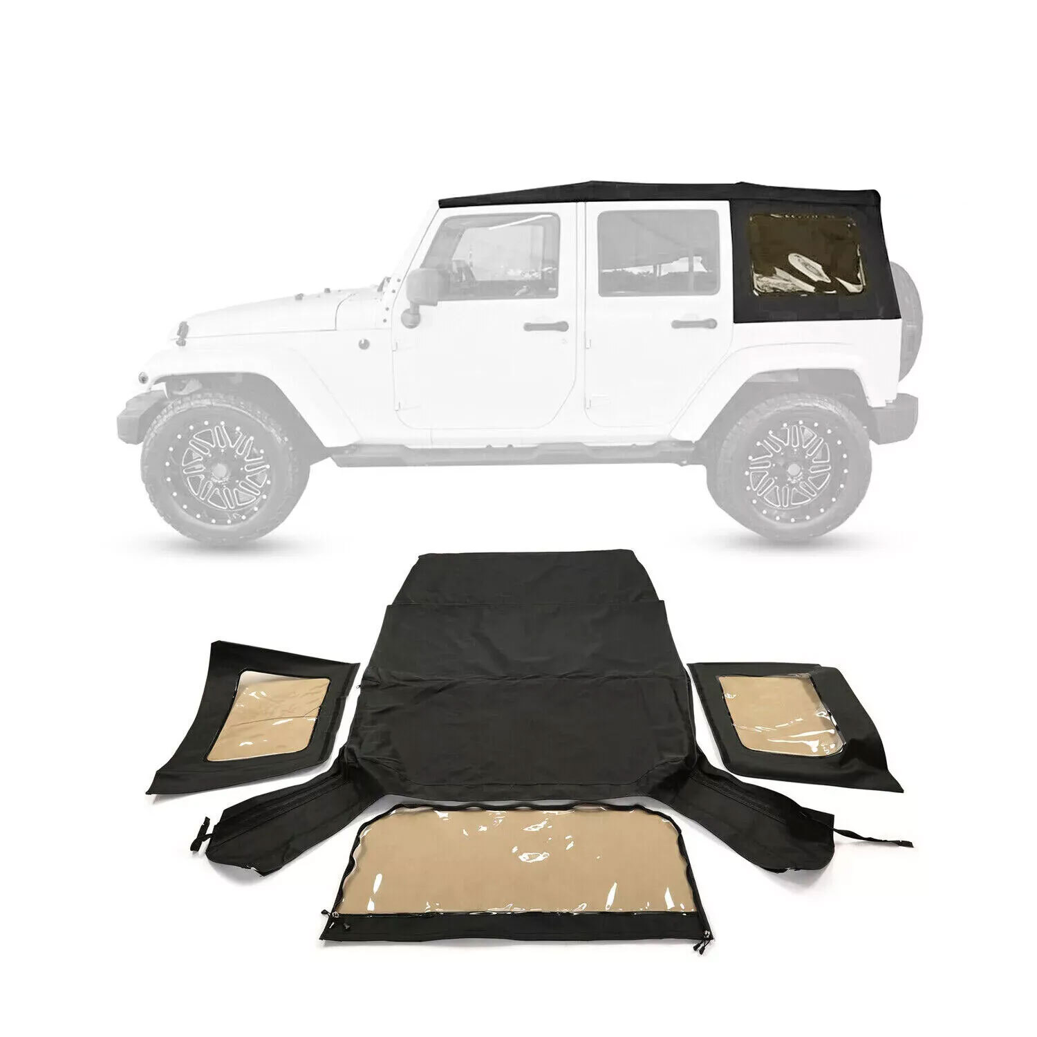 REPLACEMENT BLACK SOFT TOP W/ WINDOWS 9085235 FOR 10-18 JEEP WRANGLER UNLIMITED