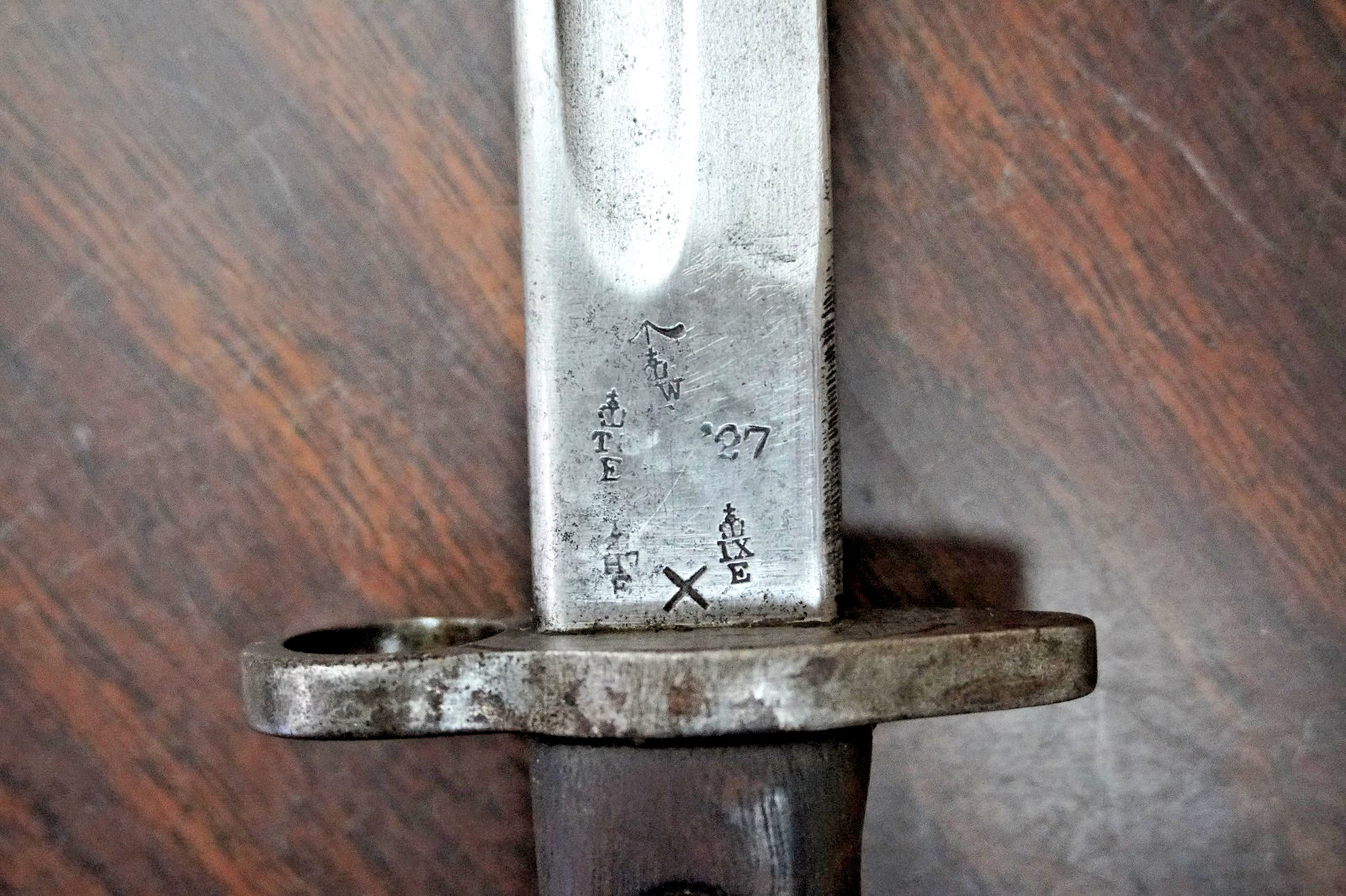 WWI British Lee-Enfield P1907 Rifle Bayonet with Scabbard Wilkinson 1917 Marked