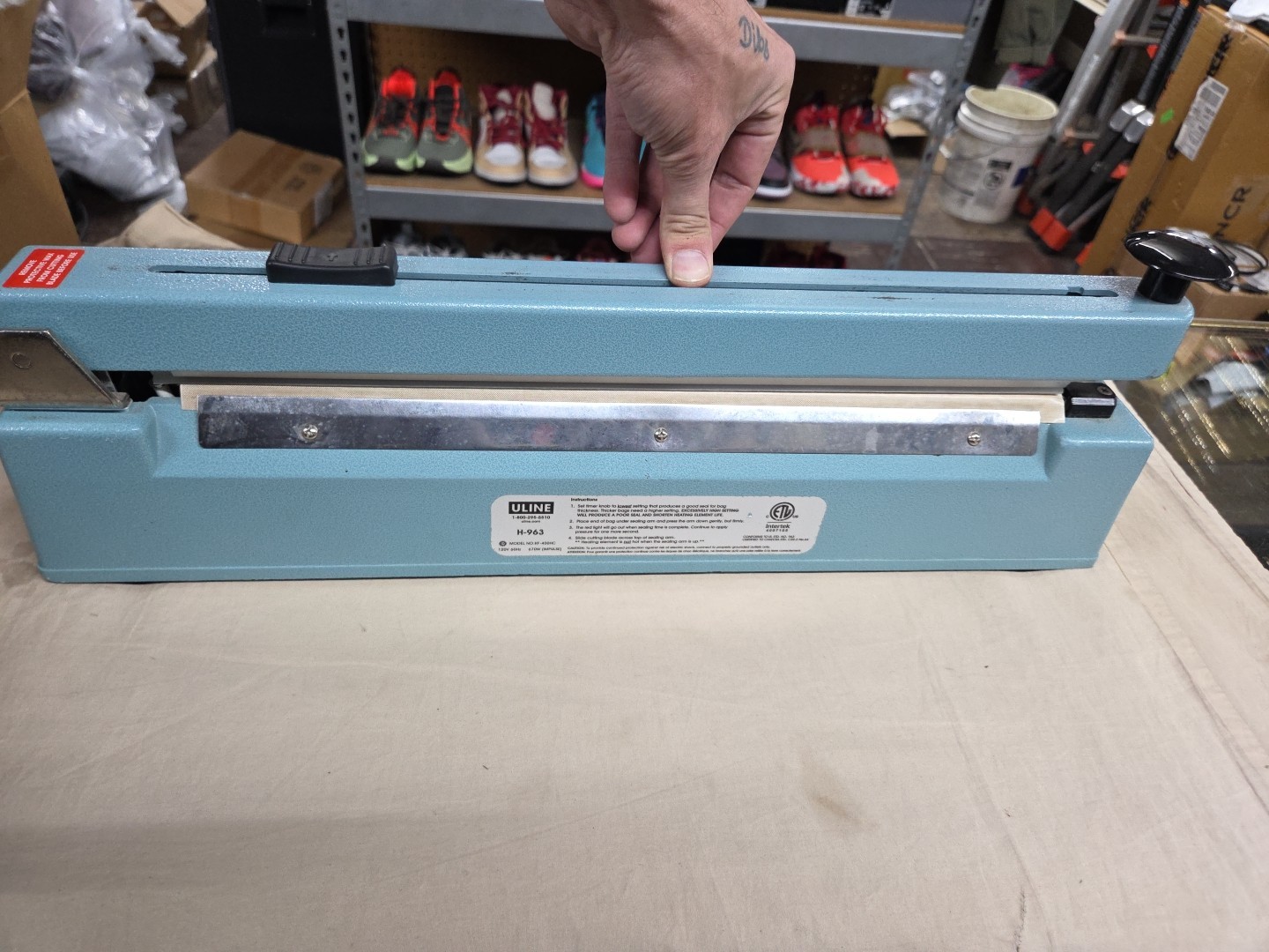 Uline H-963 16" Impulse Poly Bag Sealer KF-400HC With Cutter Free Shipping