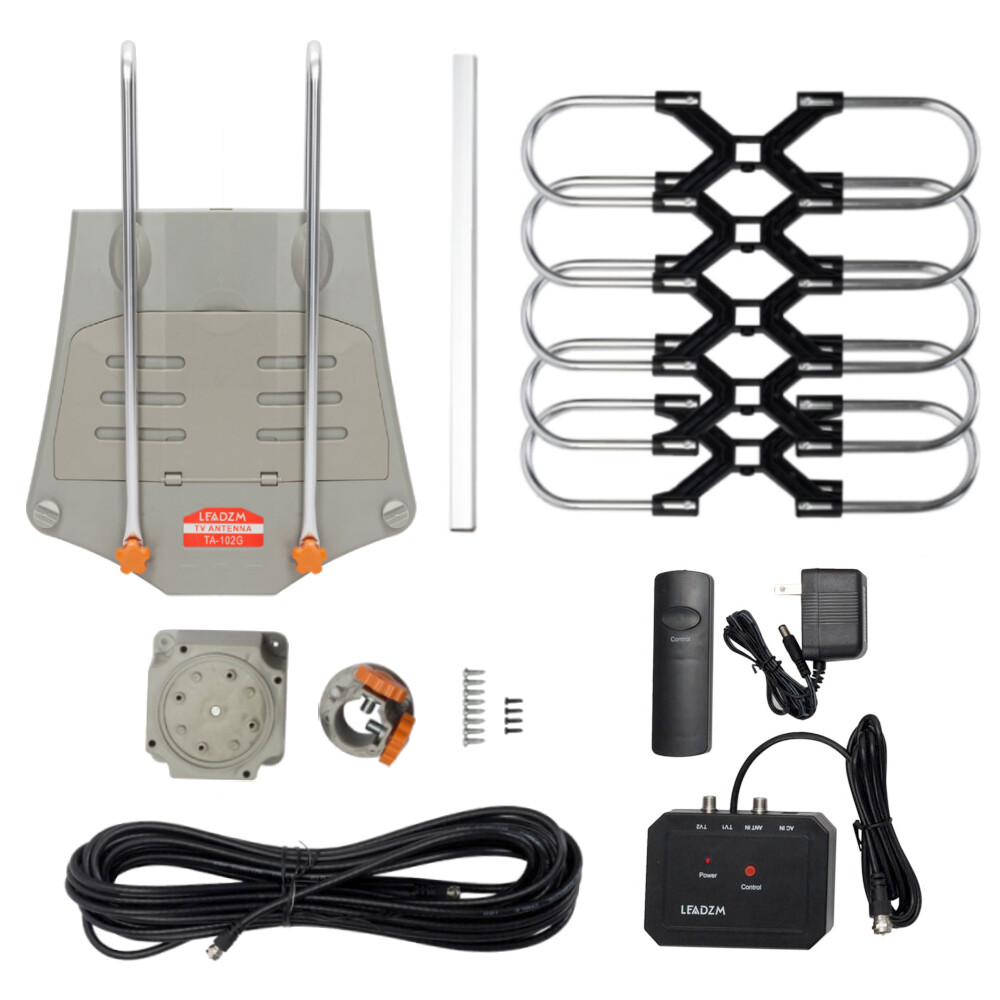 990 Mile Outdoor TV Antenna Motorized Amplified V/UHF HDTV 1080P 4K 360° Rotate