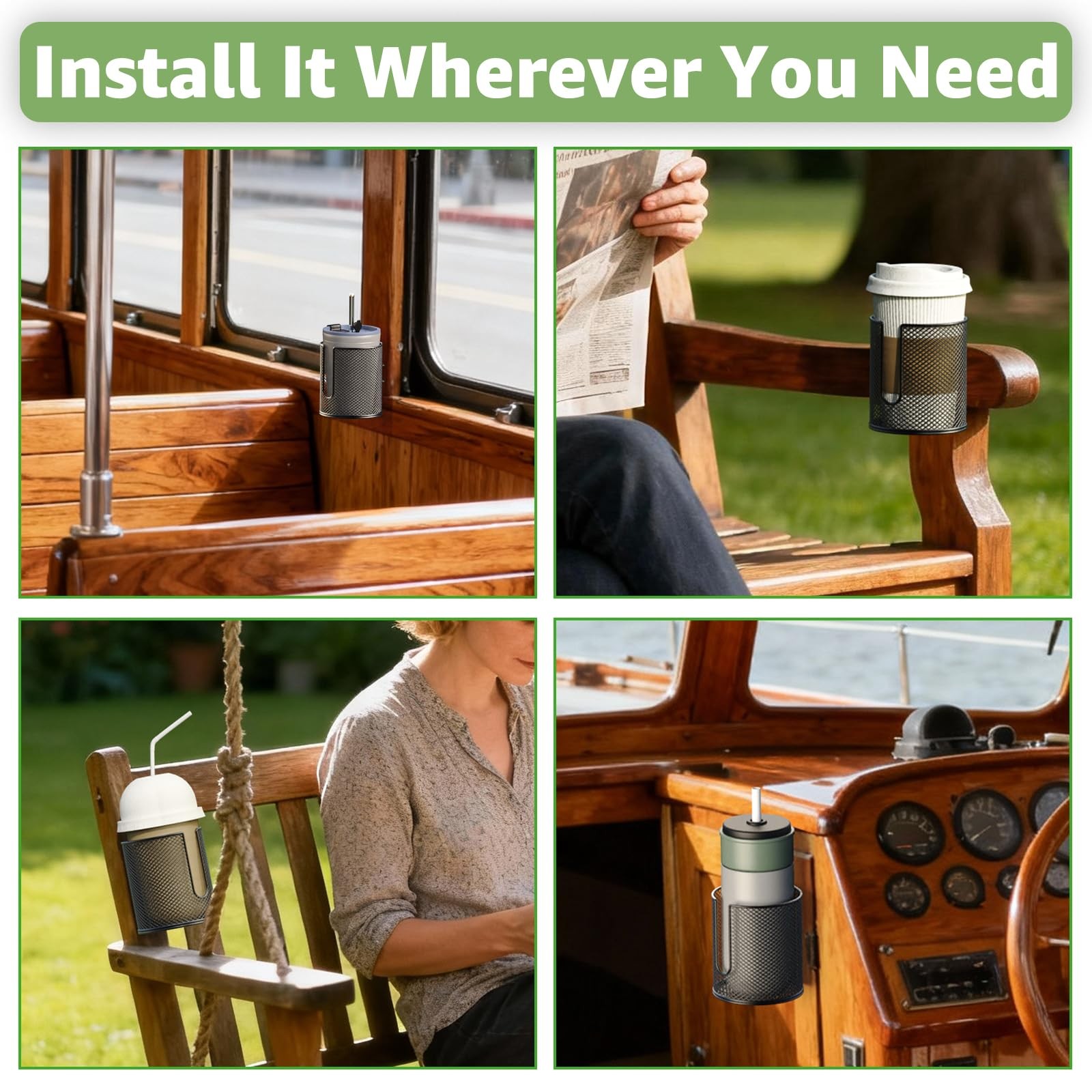 1 Pack Boat Ring Cup Holder, Universal Wall Mounted Cup Holder, Wall Mount Dr...