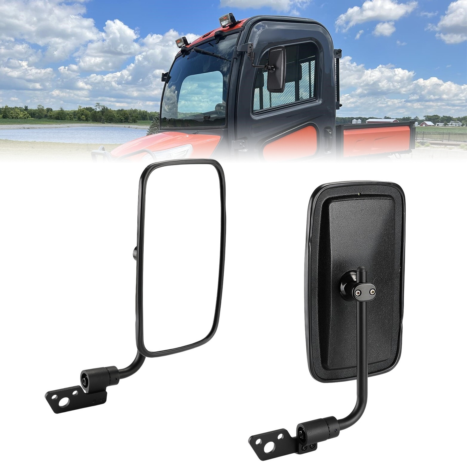 2PCS For KUBOTA RTV X1100C/ X-1120/ X-1140 Tractor Rear View Side Mirrors w/Cab