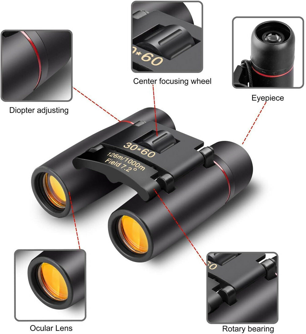 Binoculars 30x60 Zoom Outdoor Travel Compact Folding Telescope Hunting Day/Night