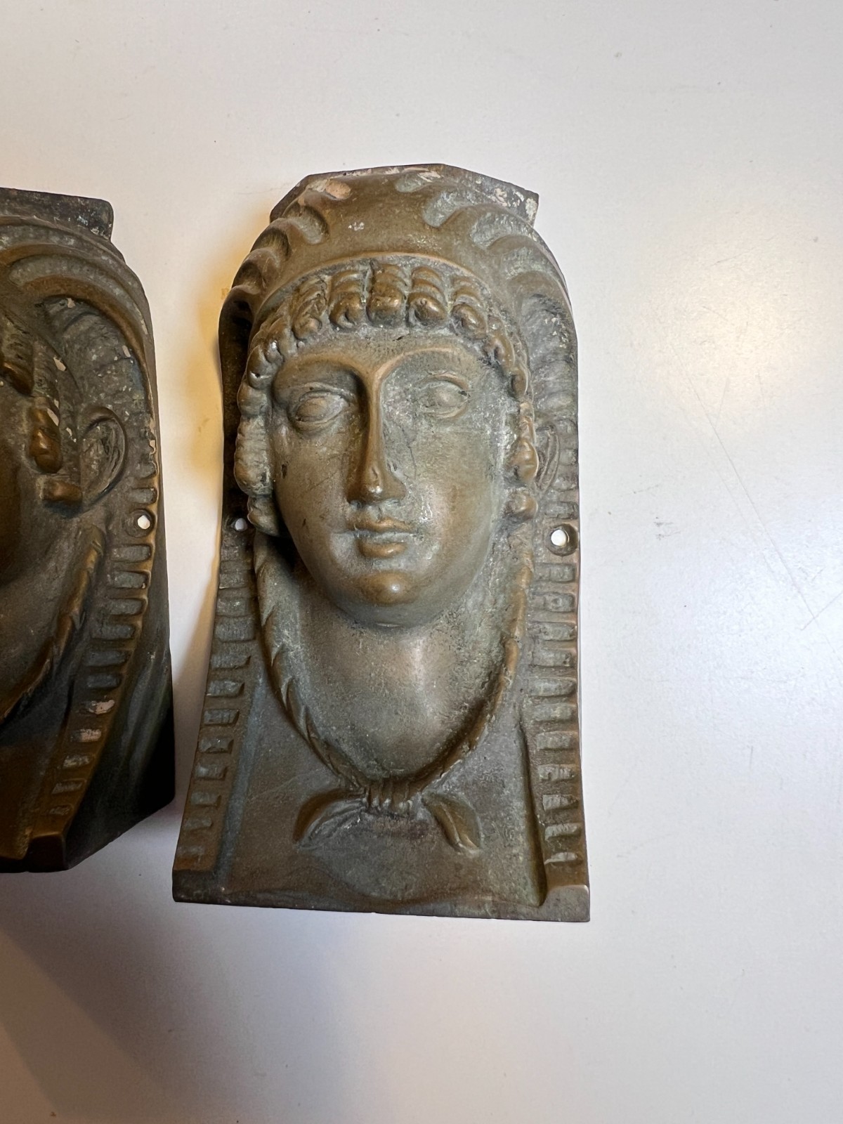 2: Antique Cast Brass Egyptian Revival Furniture Mounts Architectural Appliques