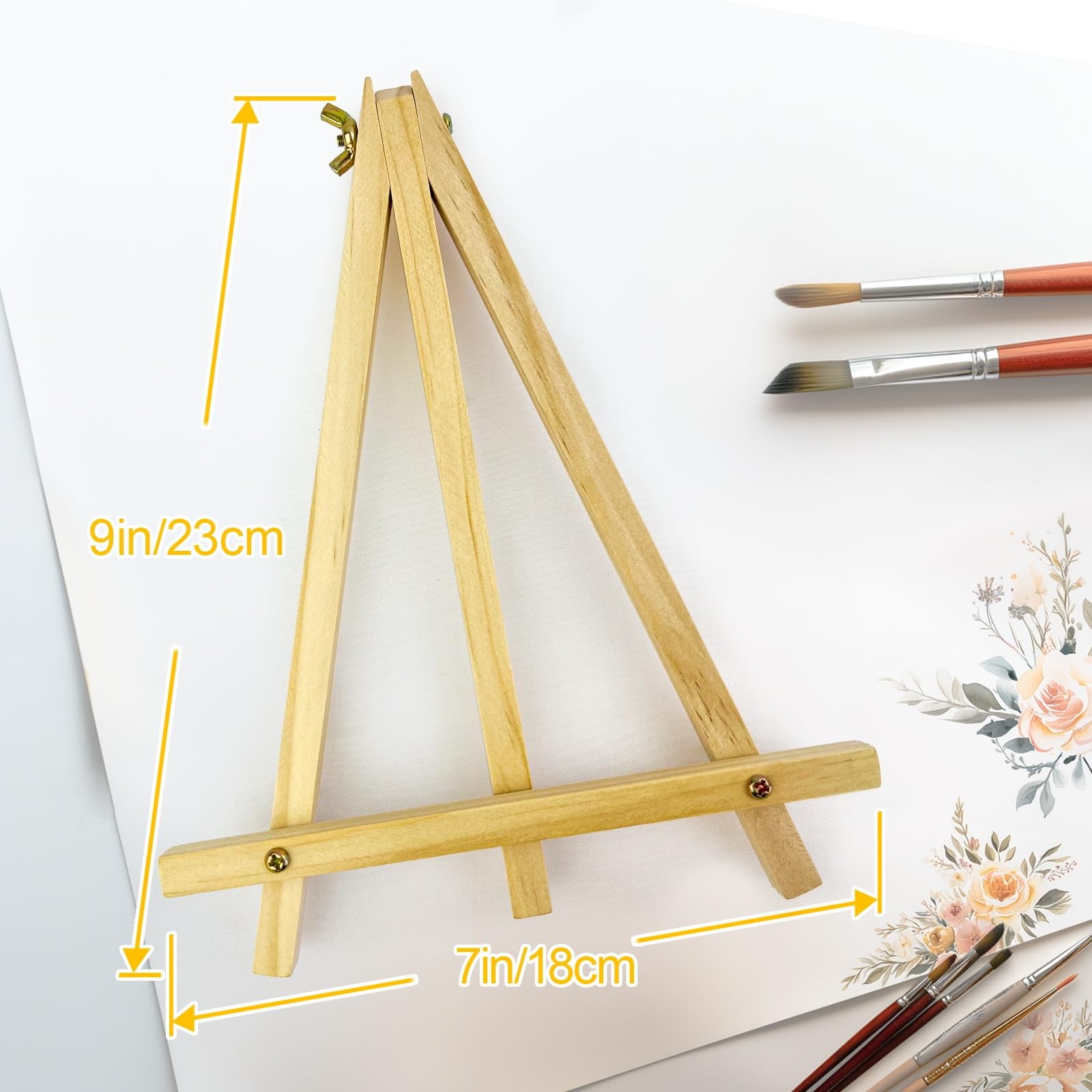 6 Pack 9 Inch Wood Easels, Tripod, Table Top Easels for Painting, Art Craft Pain