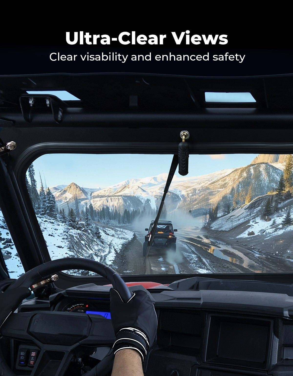 Glass Windshield W/Manual Wiper For 2014-2018 Polaris RZR XP 1000/ 4 Turbo Trail