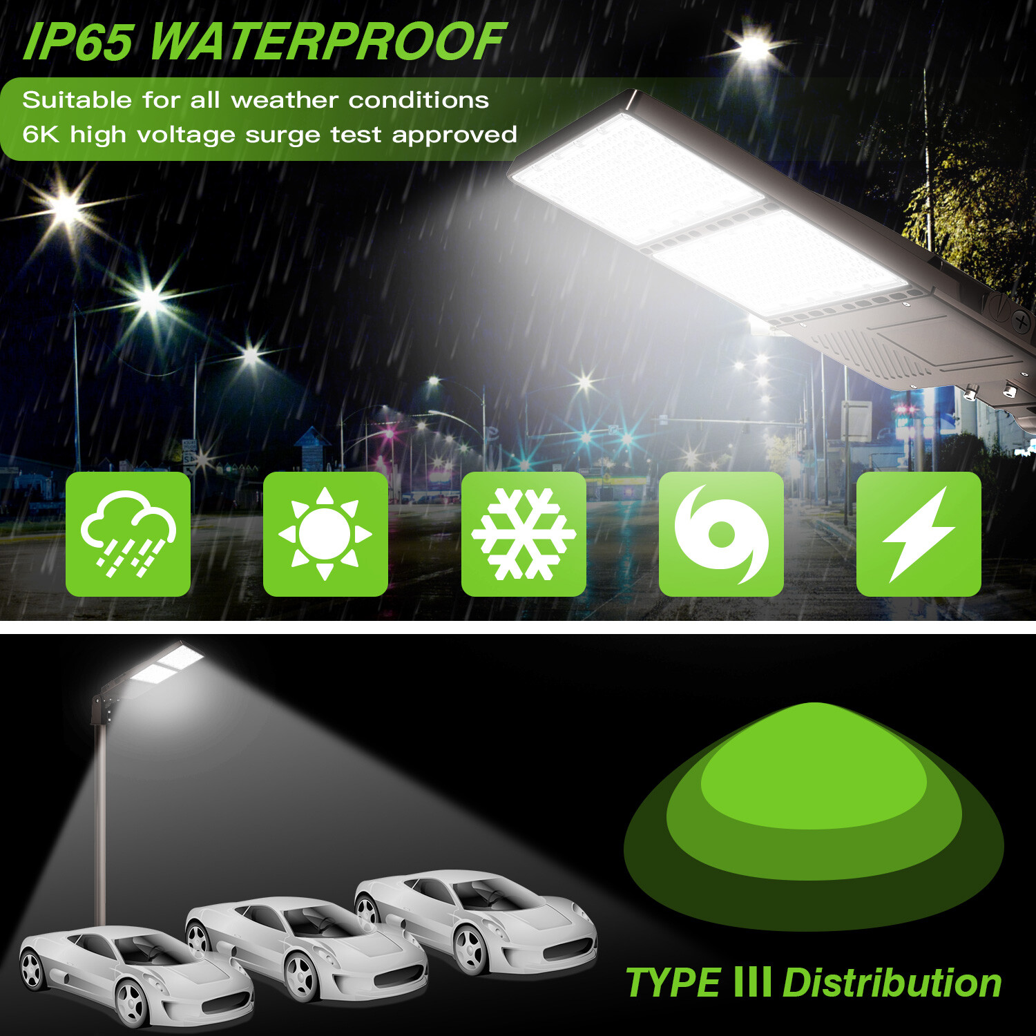 320 Watt LED Shoebox Light Outdoor Parking Lot Street Pole Fixture Dusk to Dawn