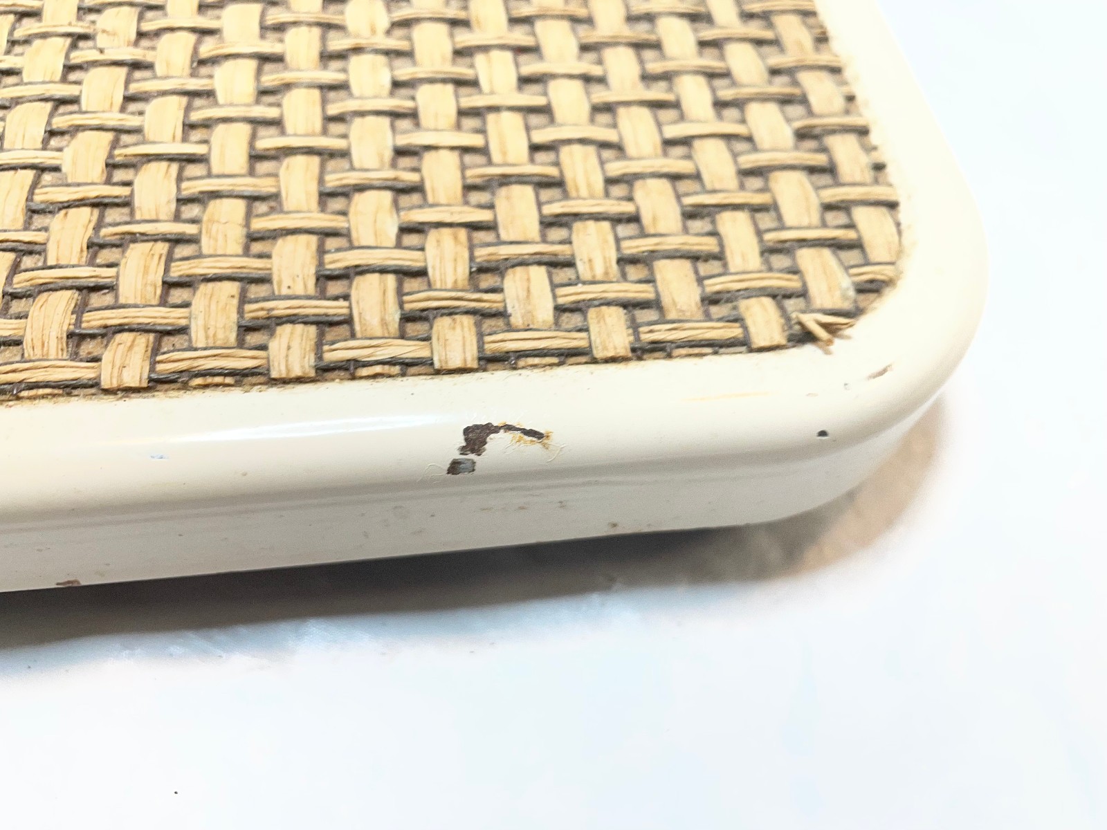 Vintage Sunbeam Bathroom Floor Scale Rattan Woven Pattern Mechanical 260 lbs