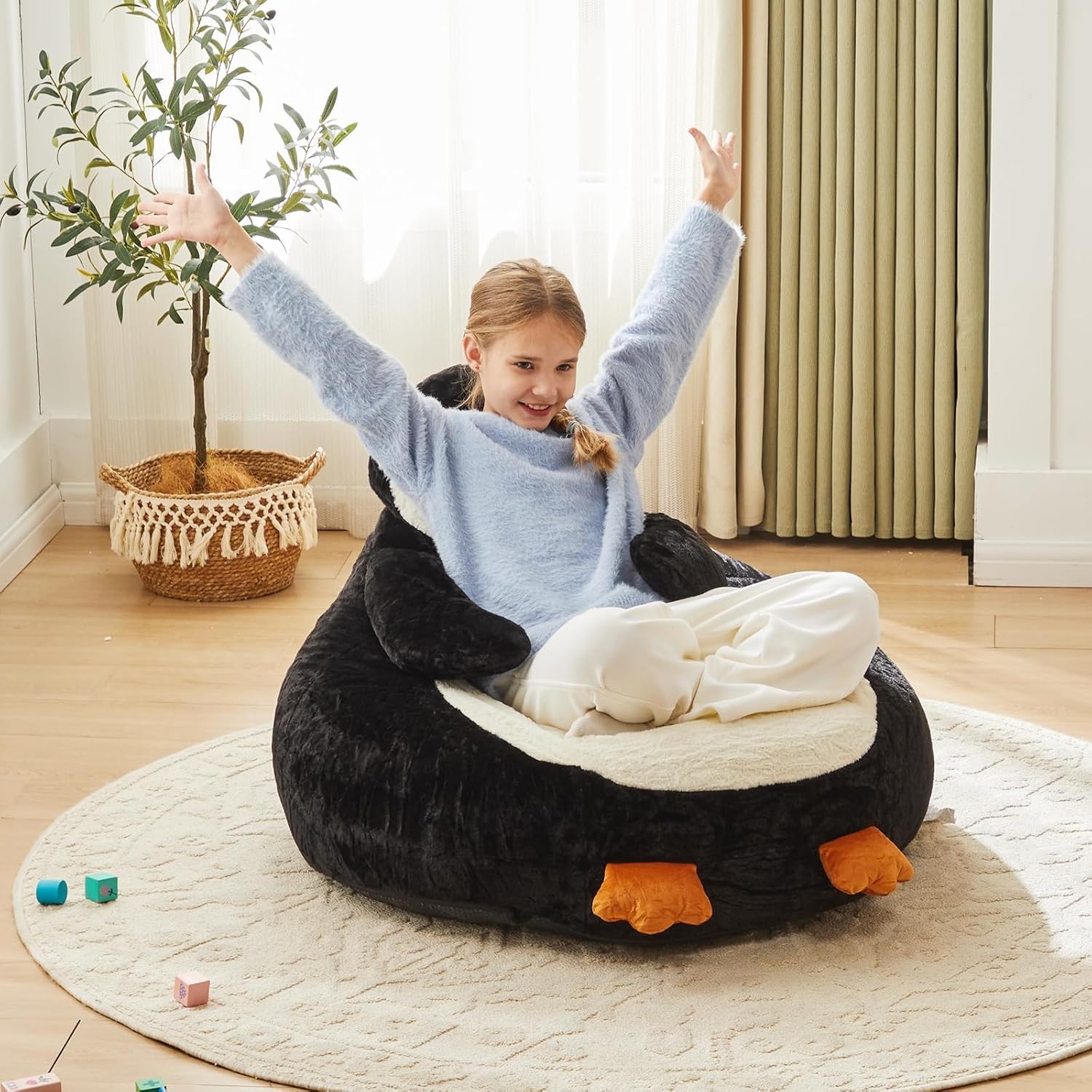 Penguin Kids Bean Bag Chair,33 Inch,Animal Child Lovely Bean Bag Sofa,Kids Gift