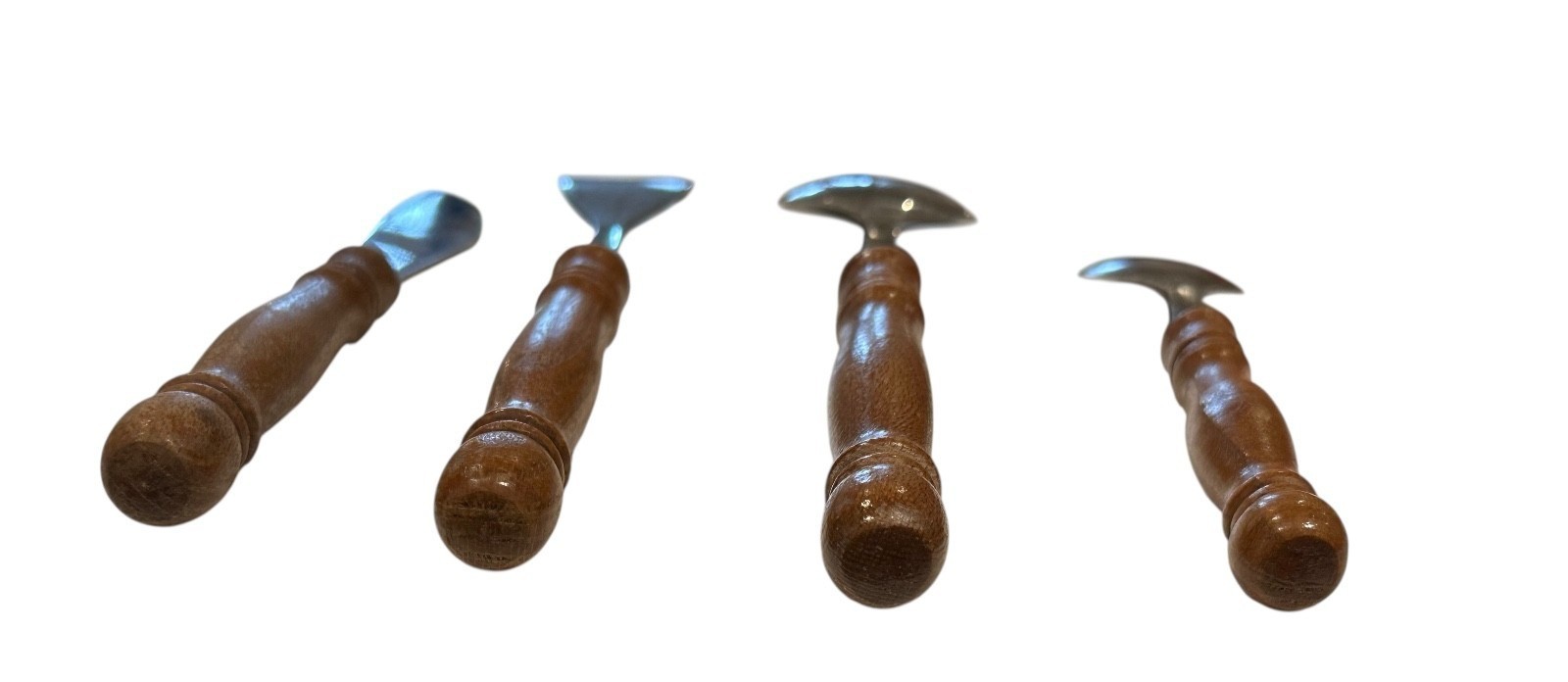 Vintage Mid Century Modern Turned Wood Handle Flatware Taiwan Set 14 pieces