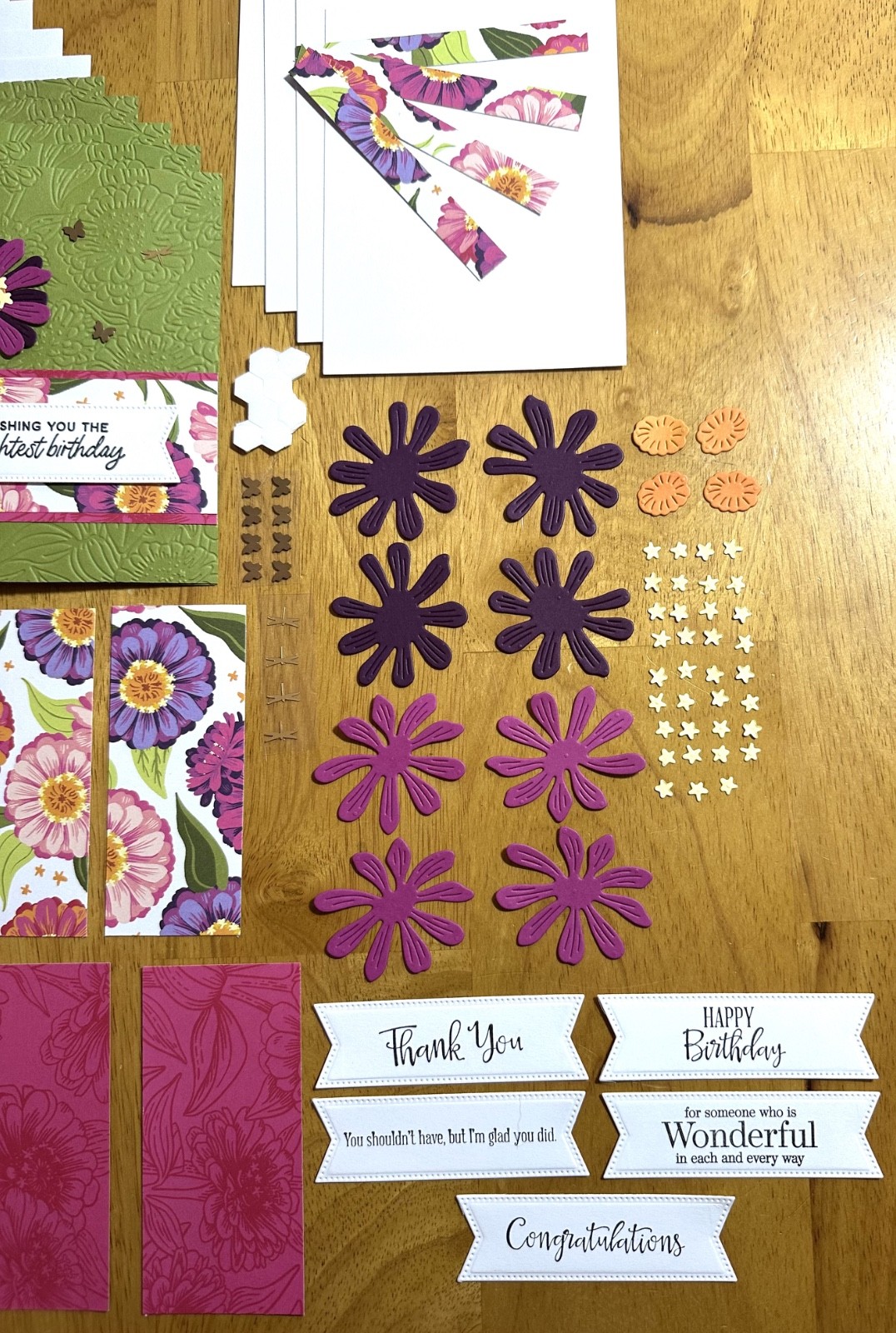 Stampin’ Up! Zinnias Sentiment Variety Card Kit-Set of 5, DSP, Embossed, Die Cut