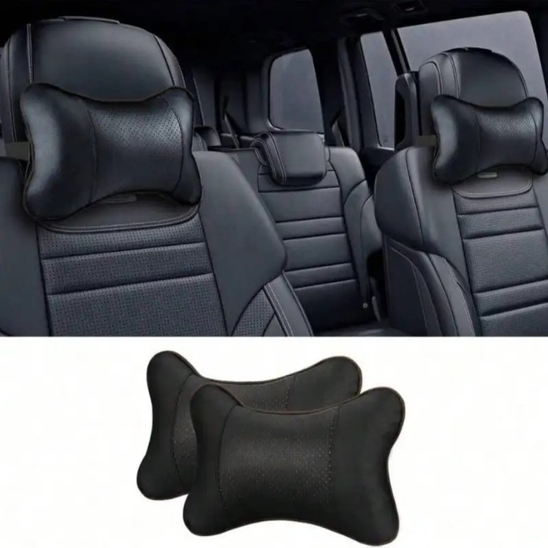 2pcs Car Seat Headrest Pillow Cushion Neck & Head Support with Breathable Mesh