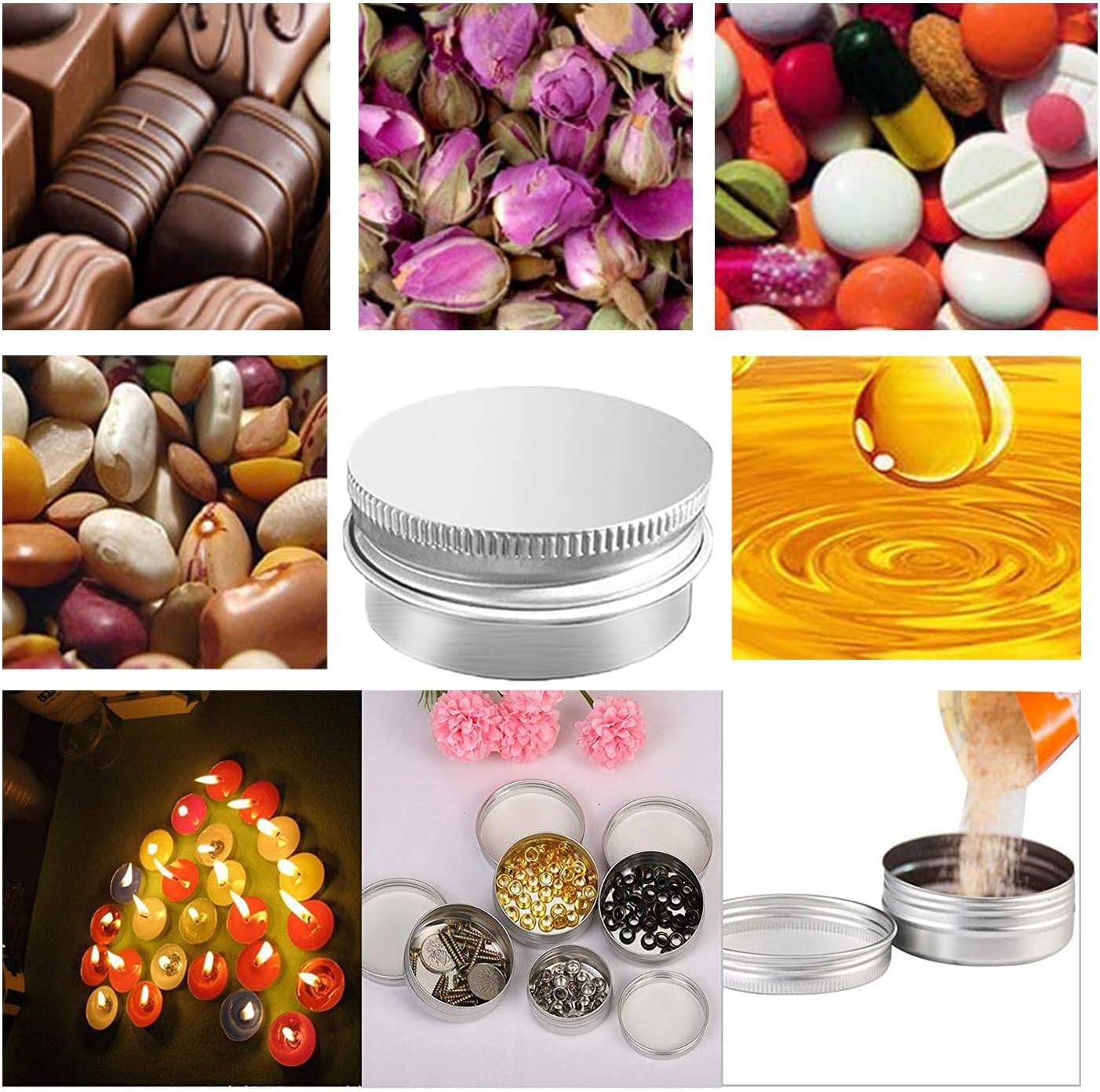 1oz 30ml Aluminum Tin Container Screw Top Metal Storage Jar