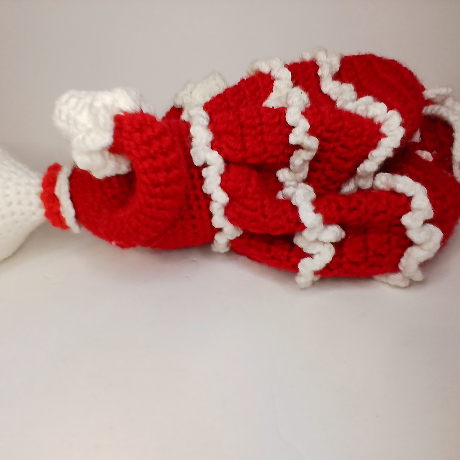 Handmade Crochet Bunny Doll Toilet Paper Roll Cover Red White Amigurumi Vintage