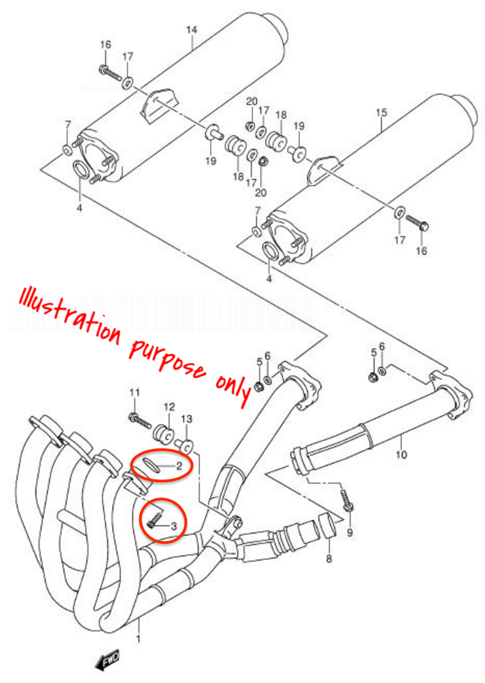 Exhaust Manifold Gasket Repair Set Suzuki GSX1300R Hayabusa 1999-2007 (Complete)