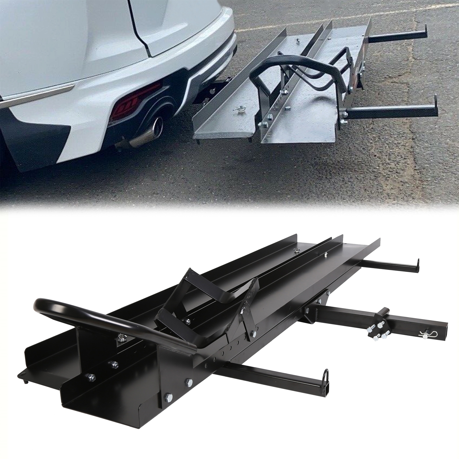 600 LBS Motorcycle Carrier Heavy Duty Dirt Bike Rack Hitch Mount Hauler w/ Ramp