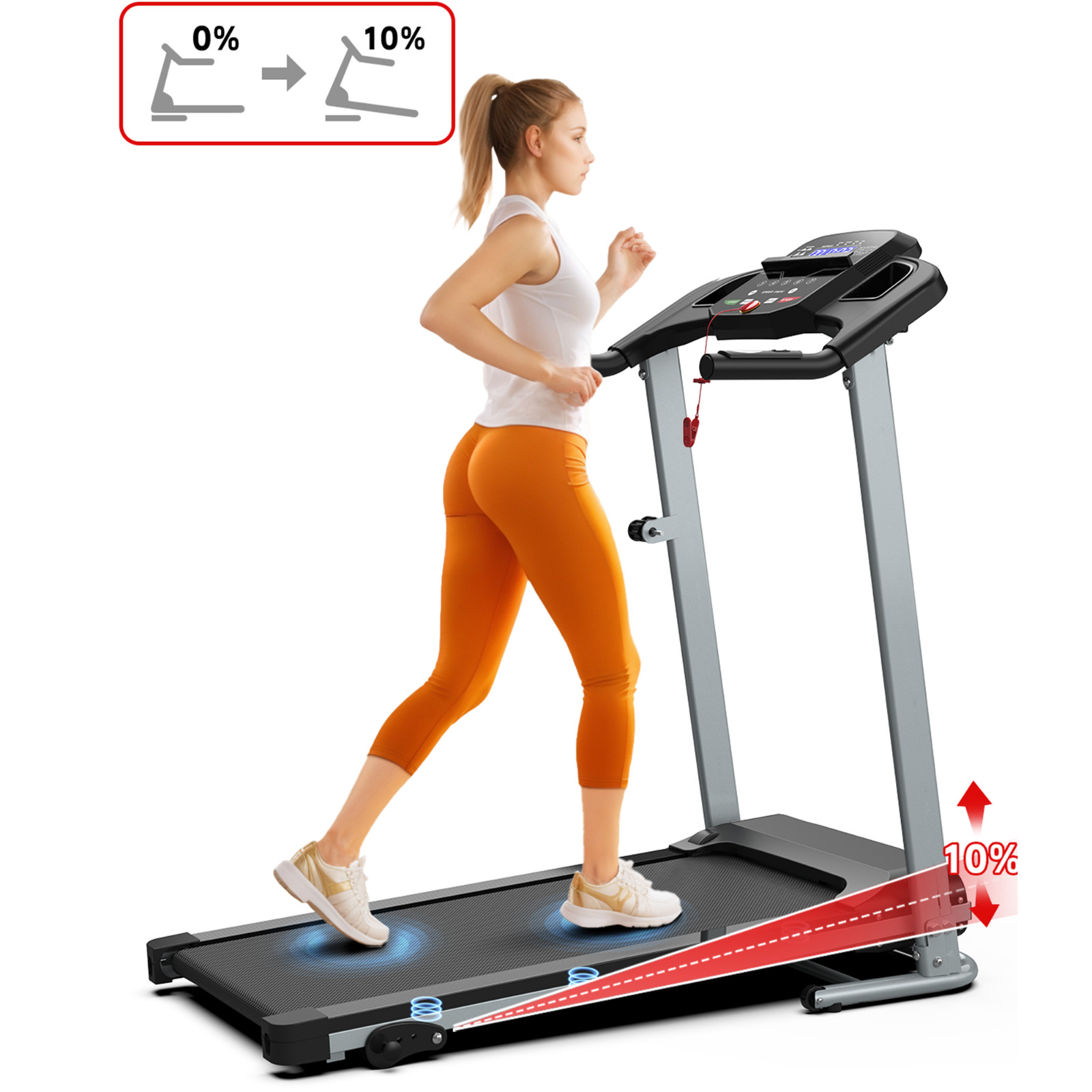 Foldable Treadmills for Home with Incline, 2.5 HP, 265lb,7.5 MPH,Running Machine