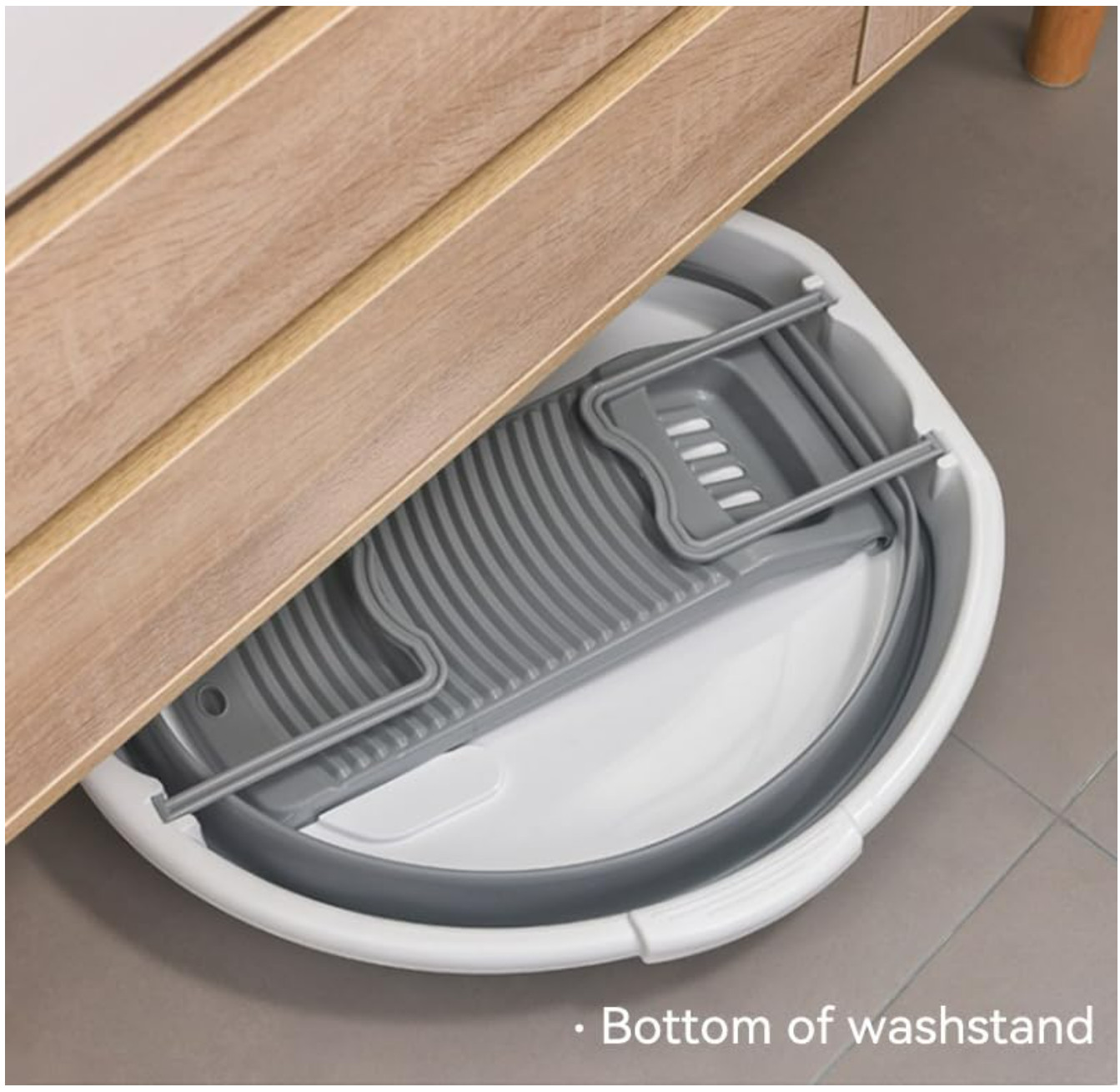 Collapsible Washboard Basin for Clothes, Portable Foldable Laundry Tub (Gray)