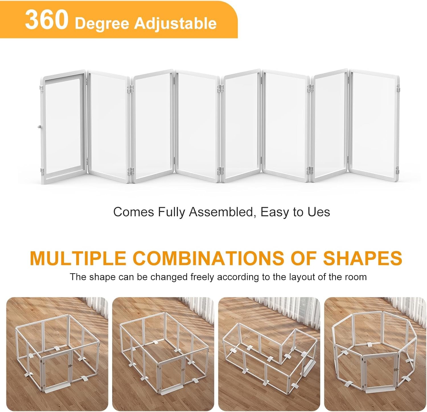 NAIZEA 26"H Clear Acrylic Dog Playpen Indoor, Puppy Cat Pet Play Pen 8 &10 Panel