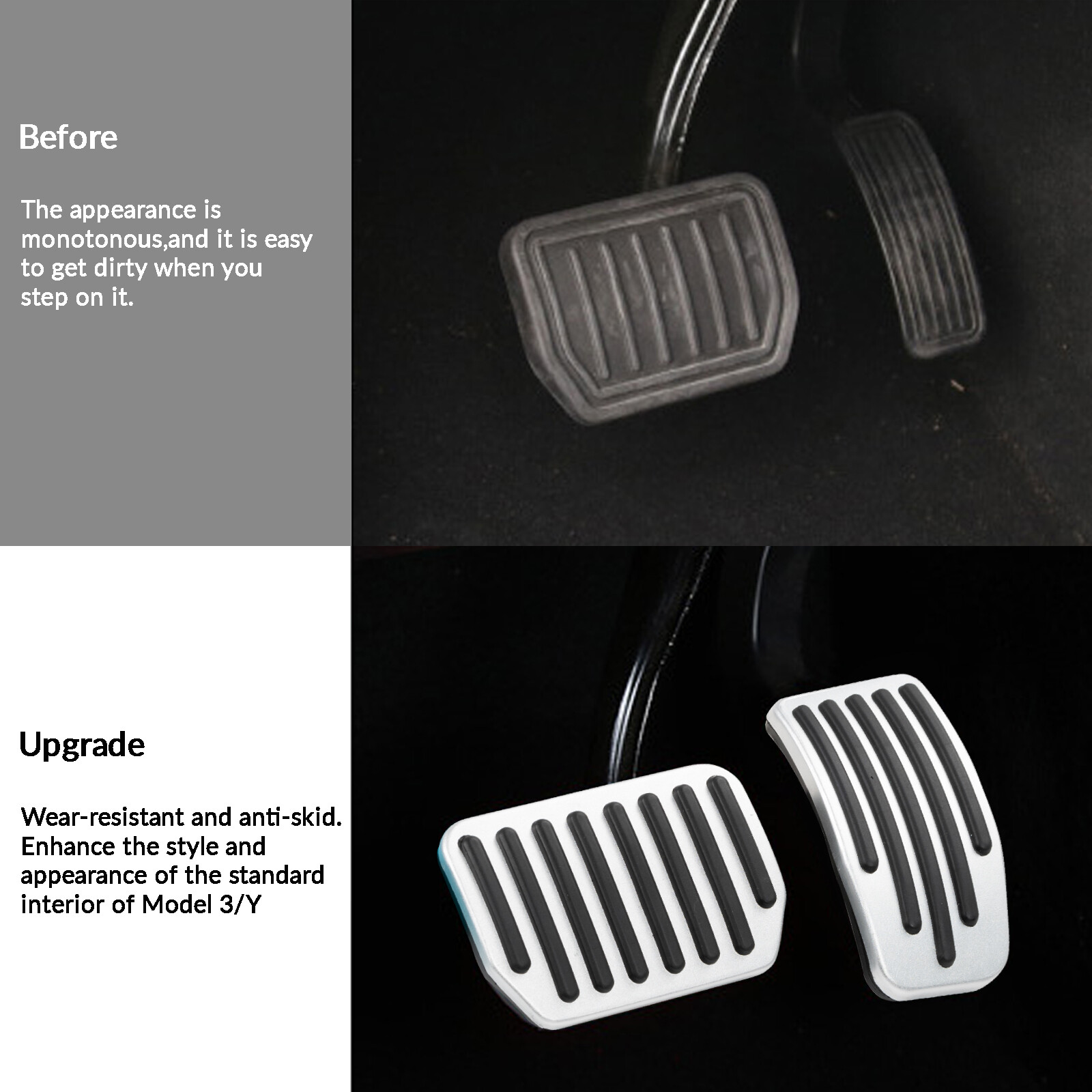 AntiSlip Foot Pedal Pads Aluminum Non-Slip Cover Accessories For Tesla Model 3/Y