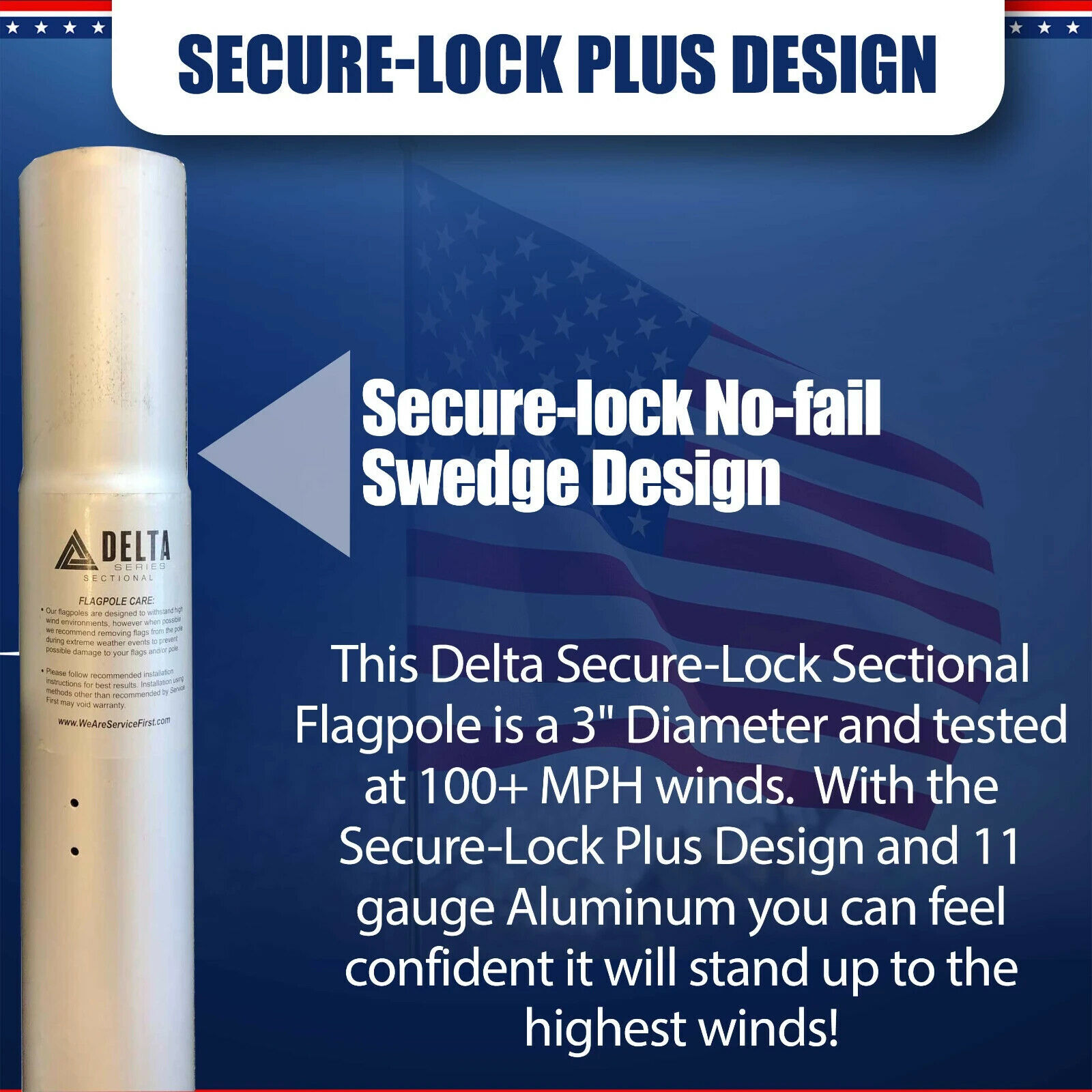 30' DELTA SECTIONAL FLAG POLE "FREEDOM EDITION" (BLACK)