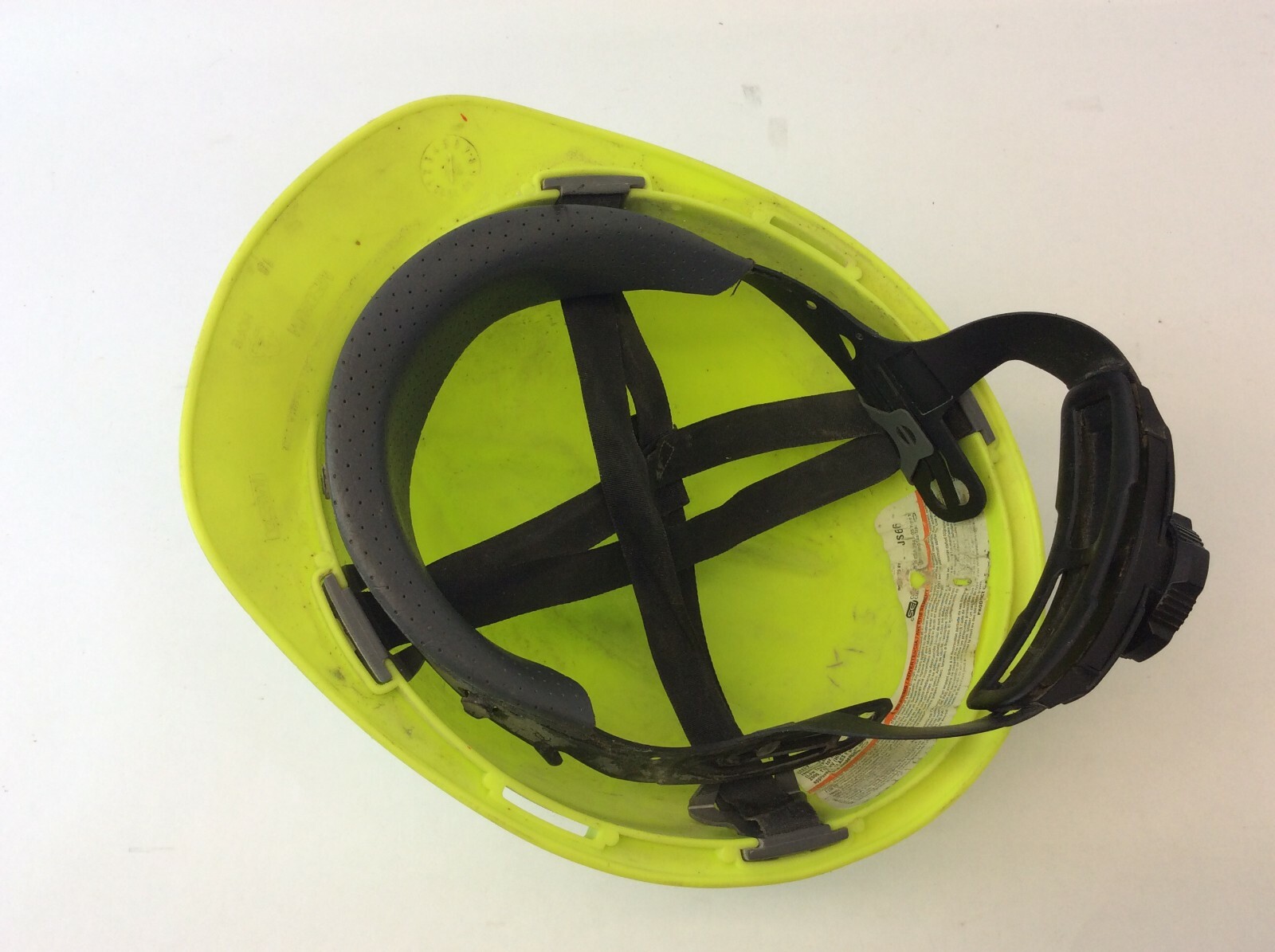 Vintage Used Minerals Technologies Yellow/Green HiViz V-Gard MSA Medium Hardhat