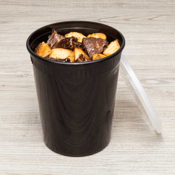 Karat 32 oz Black PP Injection Molded Round Deli Containers with Lids - 240 Set