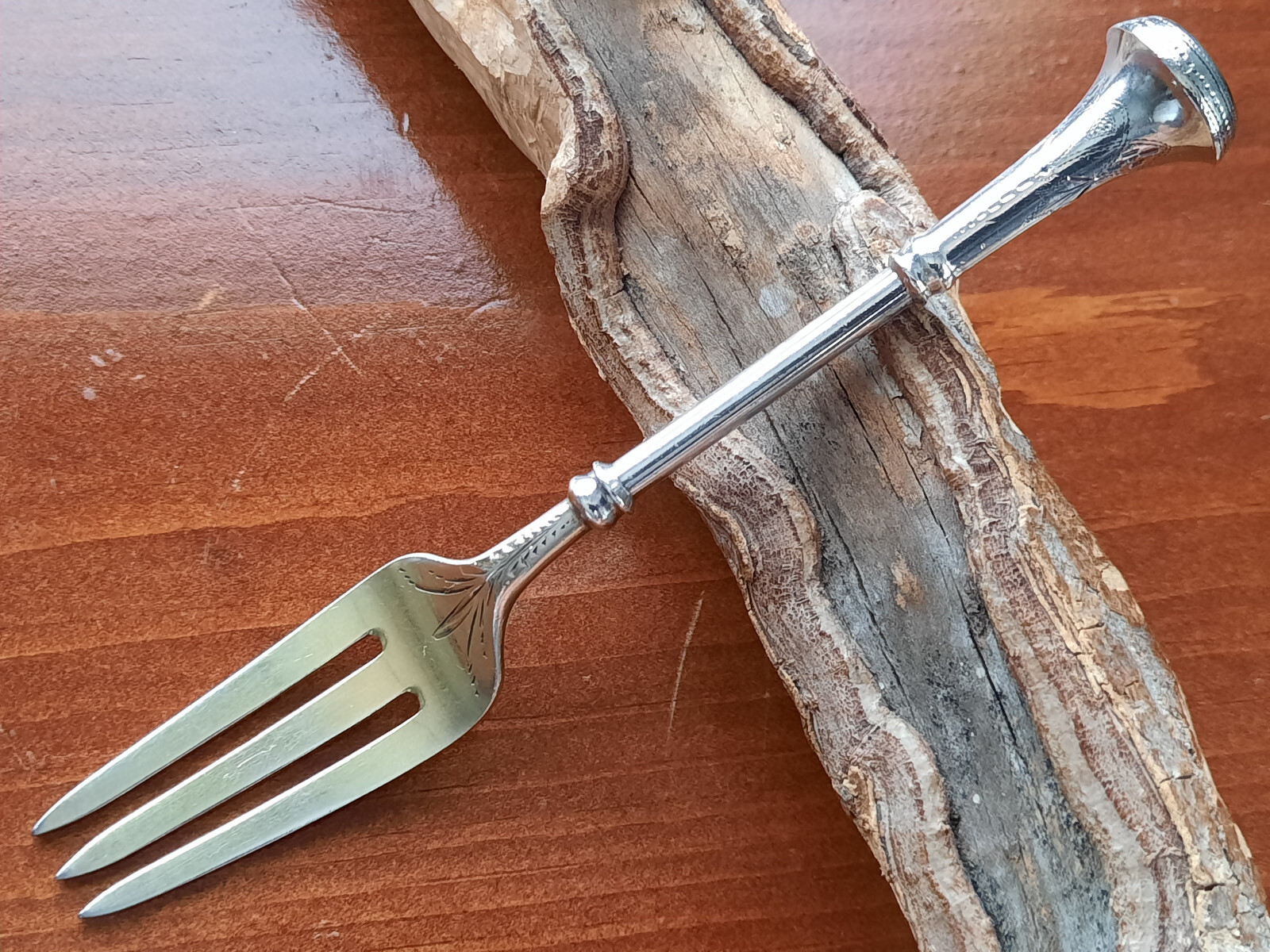 Coin Silver James Bingham Seal Top Pastry Fork, Mono