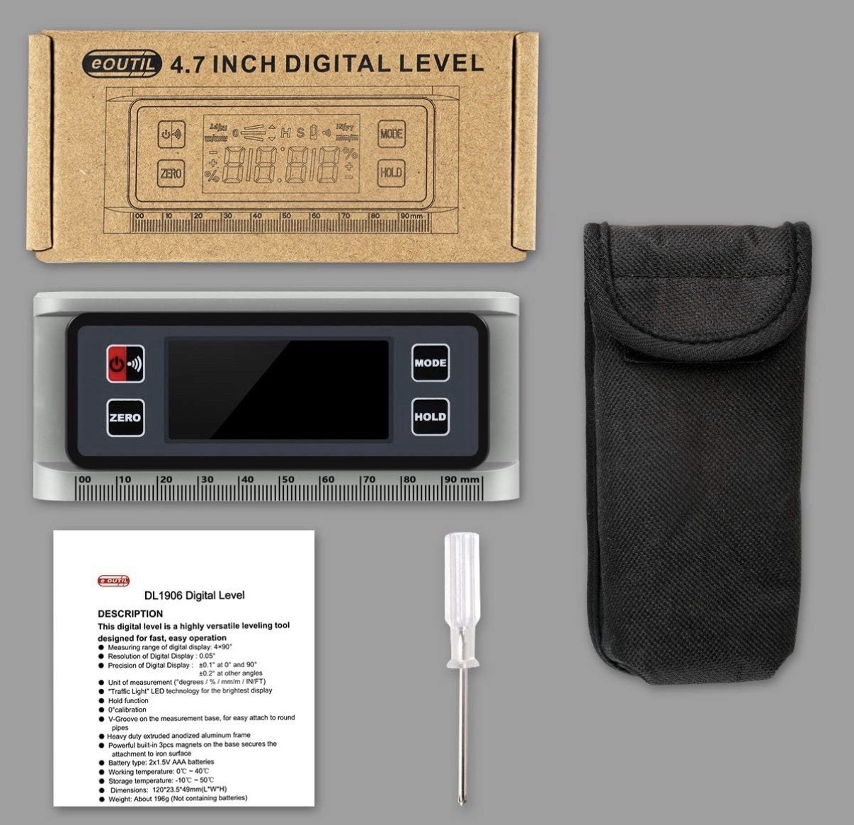 4.7 Inch Digital Level / Protractor Inclinometer Angle Finder NEW