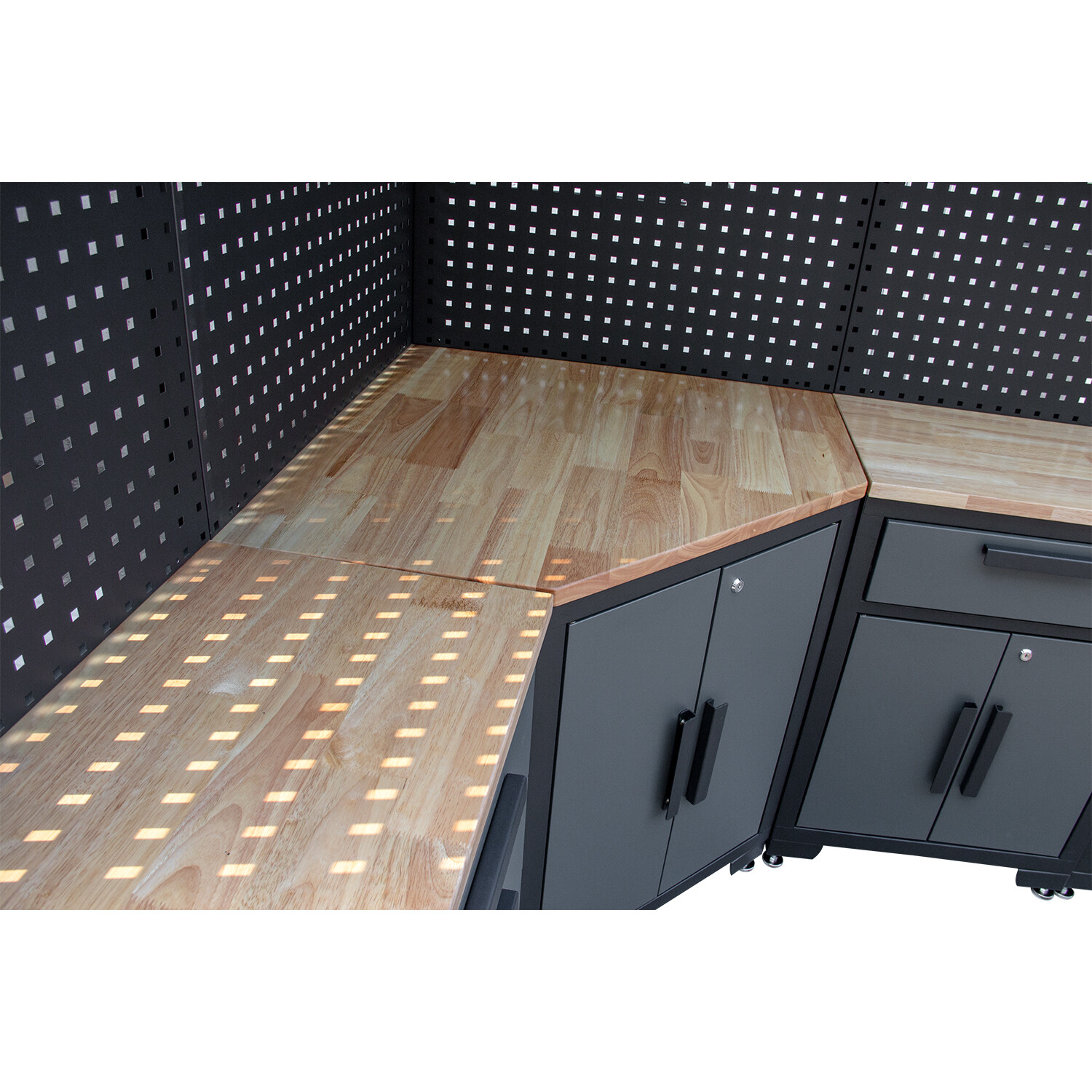 Garage Storage Cabinet 15Pcs Workshop W/Steel Cabinet Drawers Workbench Pegboard