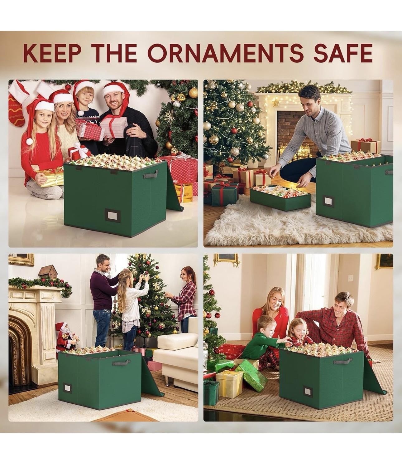 144-3” Large Christmas Ornament Storage Container - 8 Sepárate Tray