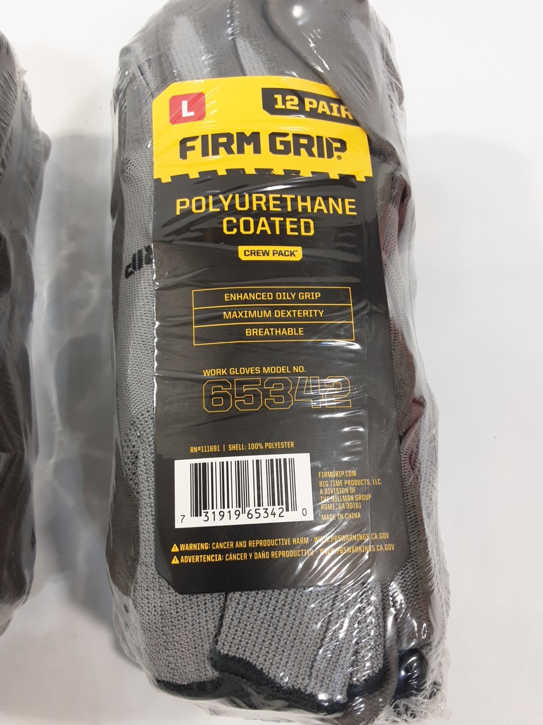 Firm Grip Large Polyurethane Coated Crew Work Gloves 2 packs of 12, 24 PAIRS