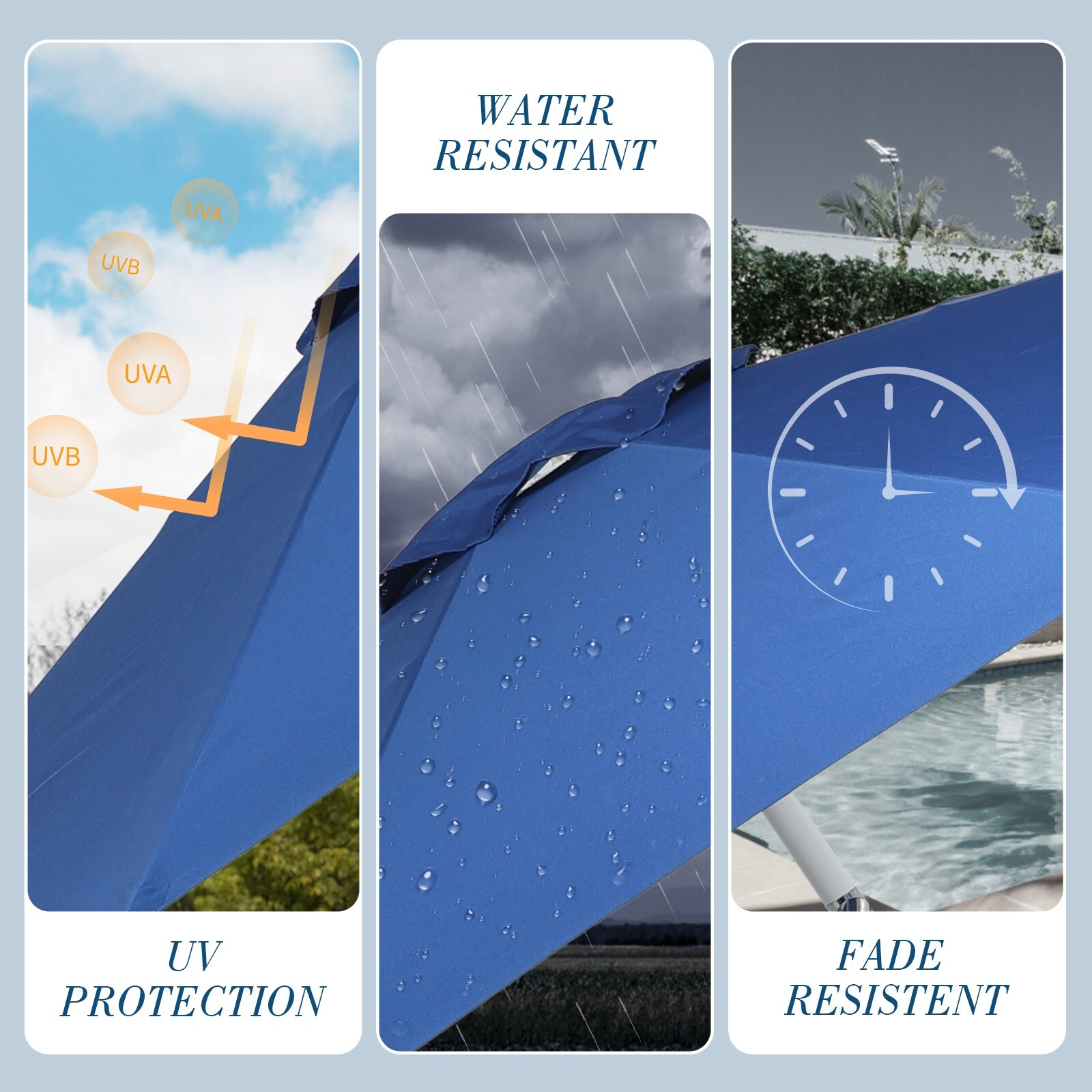 Aoodor 9FT Outdoor Patio Market Umbrella Aluminum Frame,UV Protection Waterproof