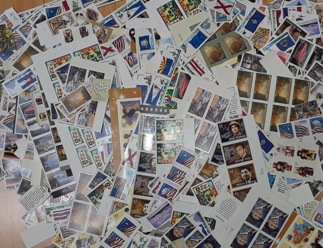 Unused 50 of Multiples & Strips & Singles of 42¢ US Postage Stamps. USA $21.00