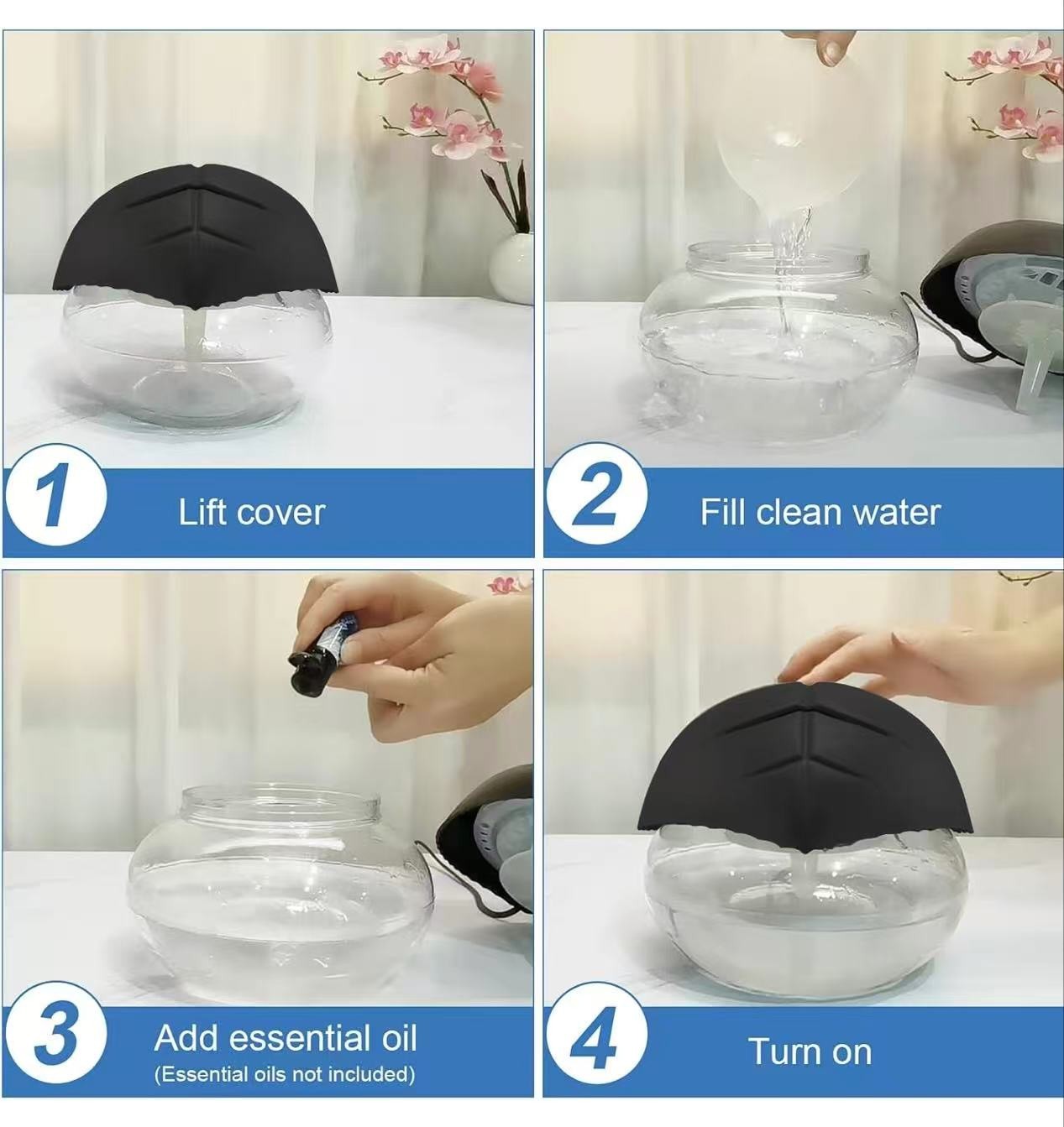 Water-Based Purifier Air Washer,Air Revitalizer,Freshener, colorful lights,Black