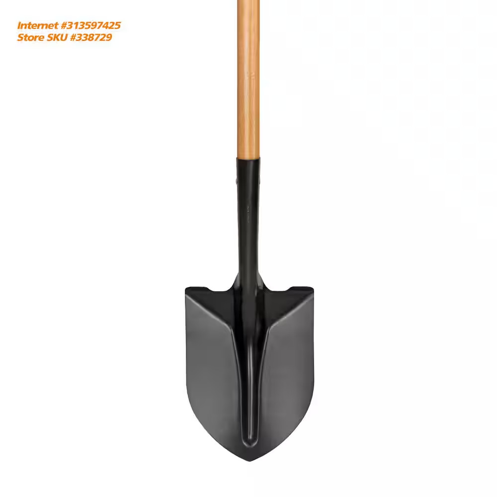 43.3 In. Wood Handle Carbon Steel Digging Shovel Tool, New