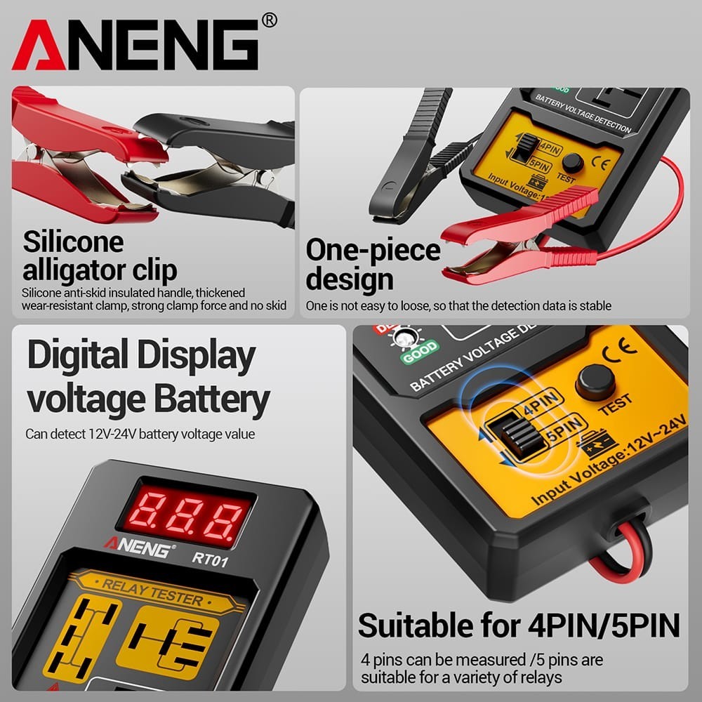 ANENG RT01 Universal Car Relay Tester 11-25V 4/5 Pin Voltage Tool