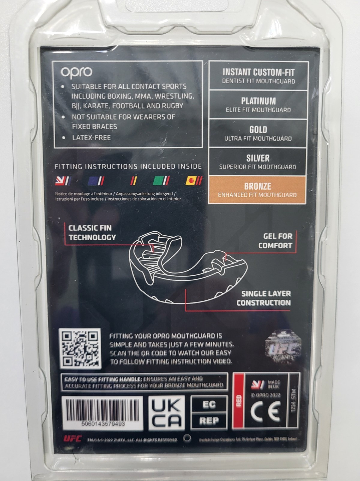 UFC Opro Mouth Guard Bronze level adult 10+ RED Brand NEW